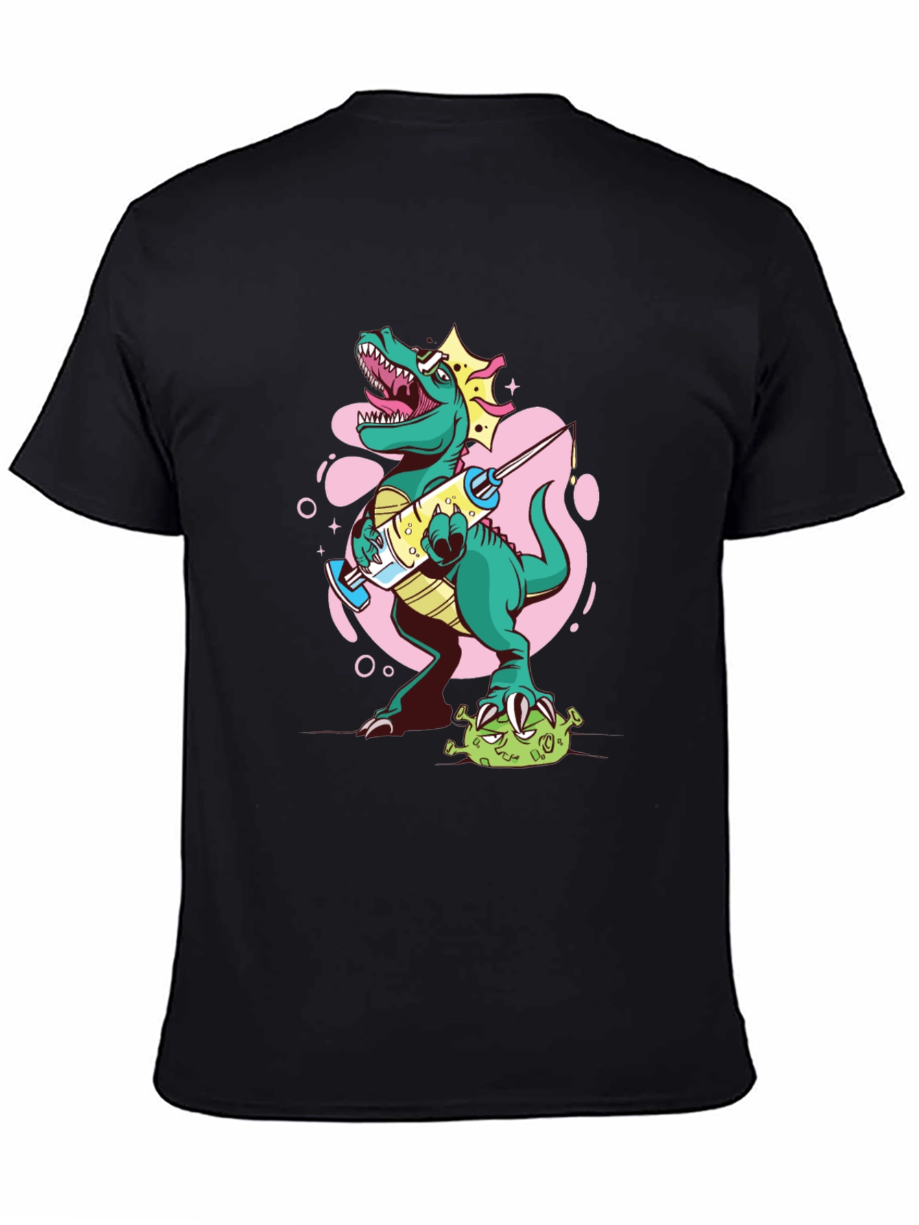 Black Dino Vaccine T-Shirt - Cure the Virus! view 4