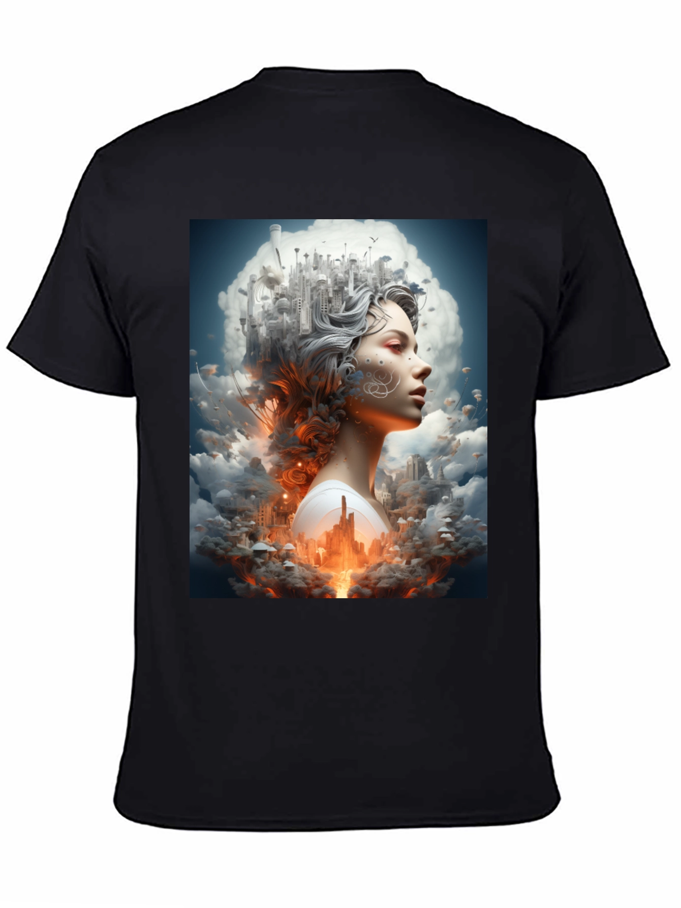 Black Artistic Cityscape Woman Black T-Shirt view 4