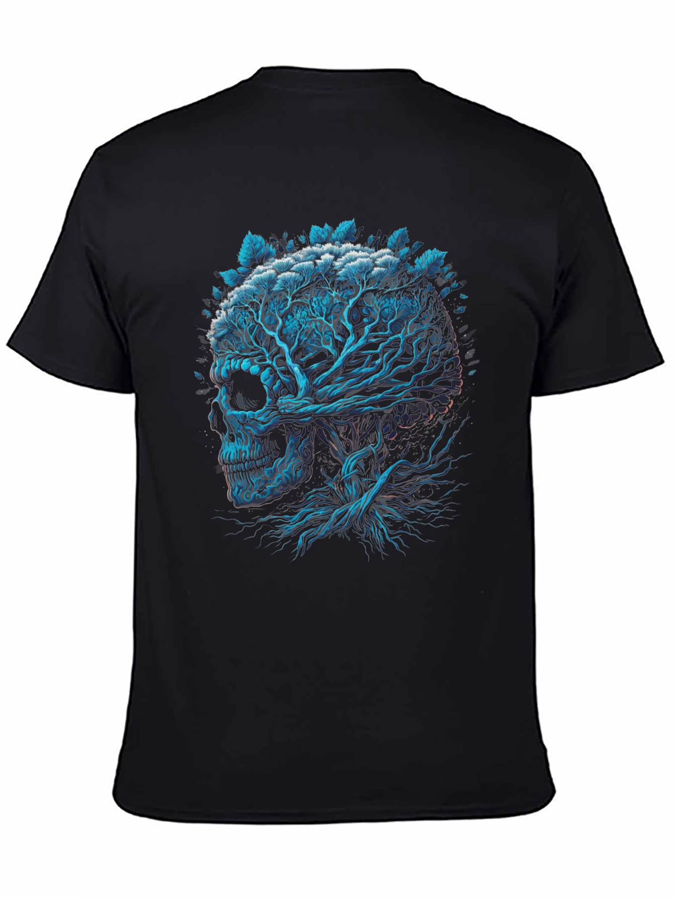 Black Skull Tree Graphic Print Black T-Shirt view 4