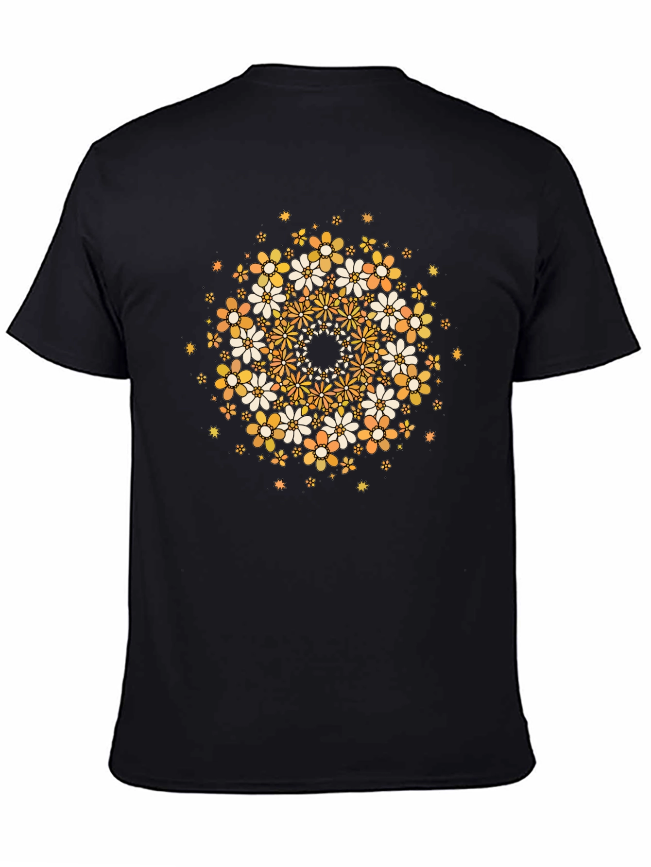Black Floral Mandala Graphic Tee - Black view 4