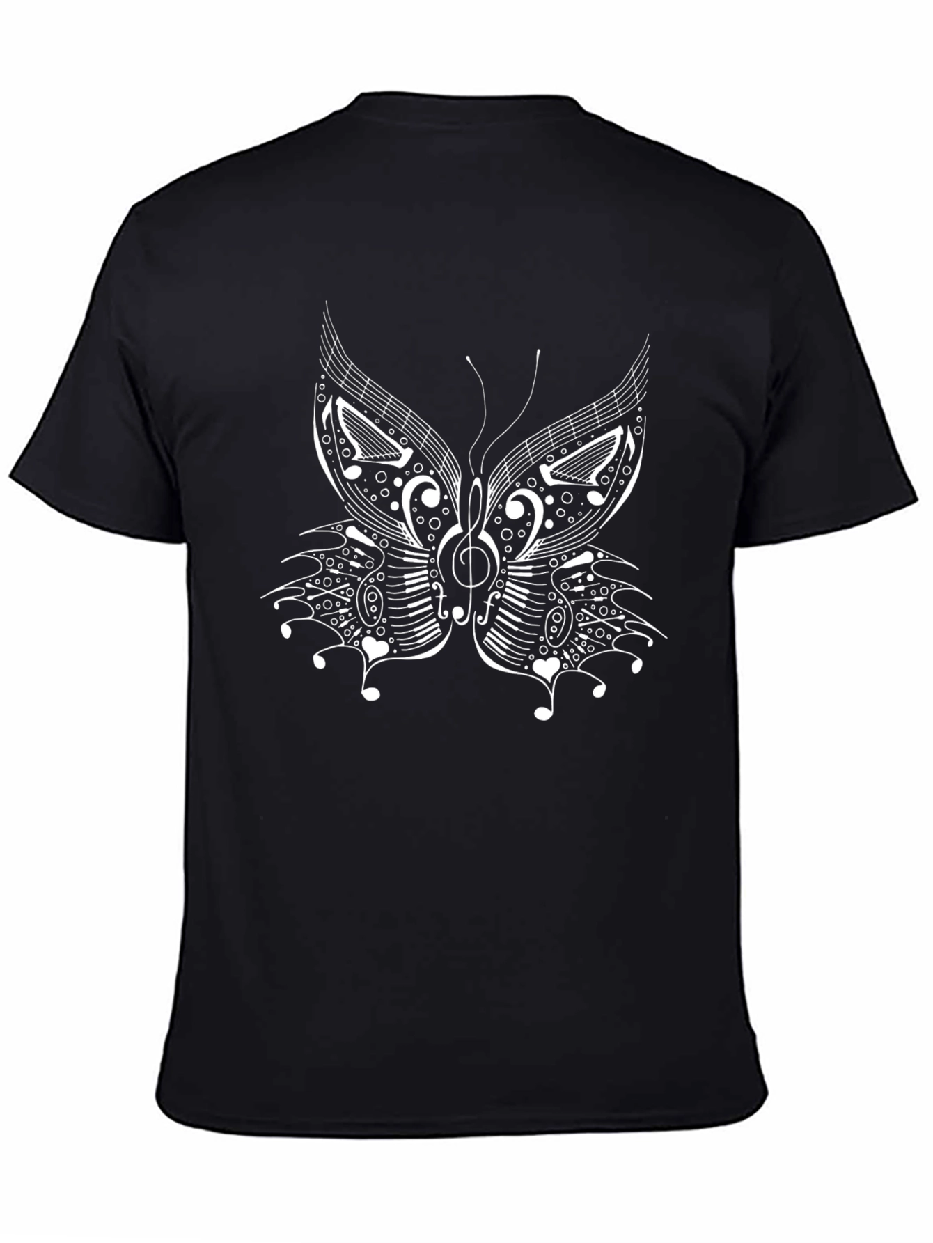 Black Music Butterfly Graphic T-Shirt view 4