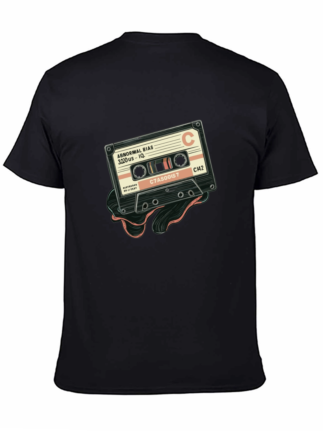 Black Retro Cassette Tape Graphic T-Shirt view 4