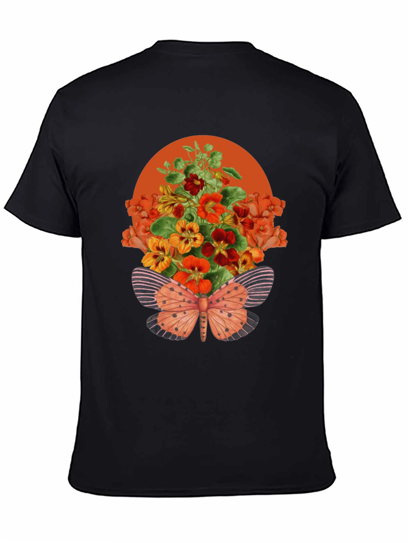 Black Floral Butterfly Graphic Tee - Stylish Unisex T-Shirt view 4