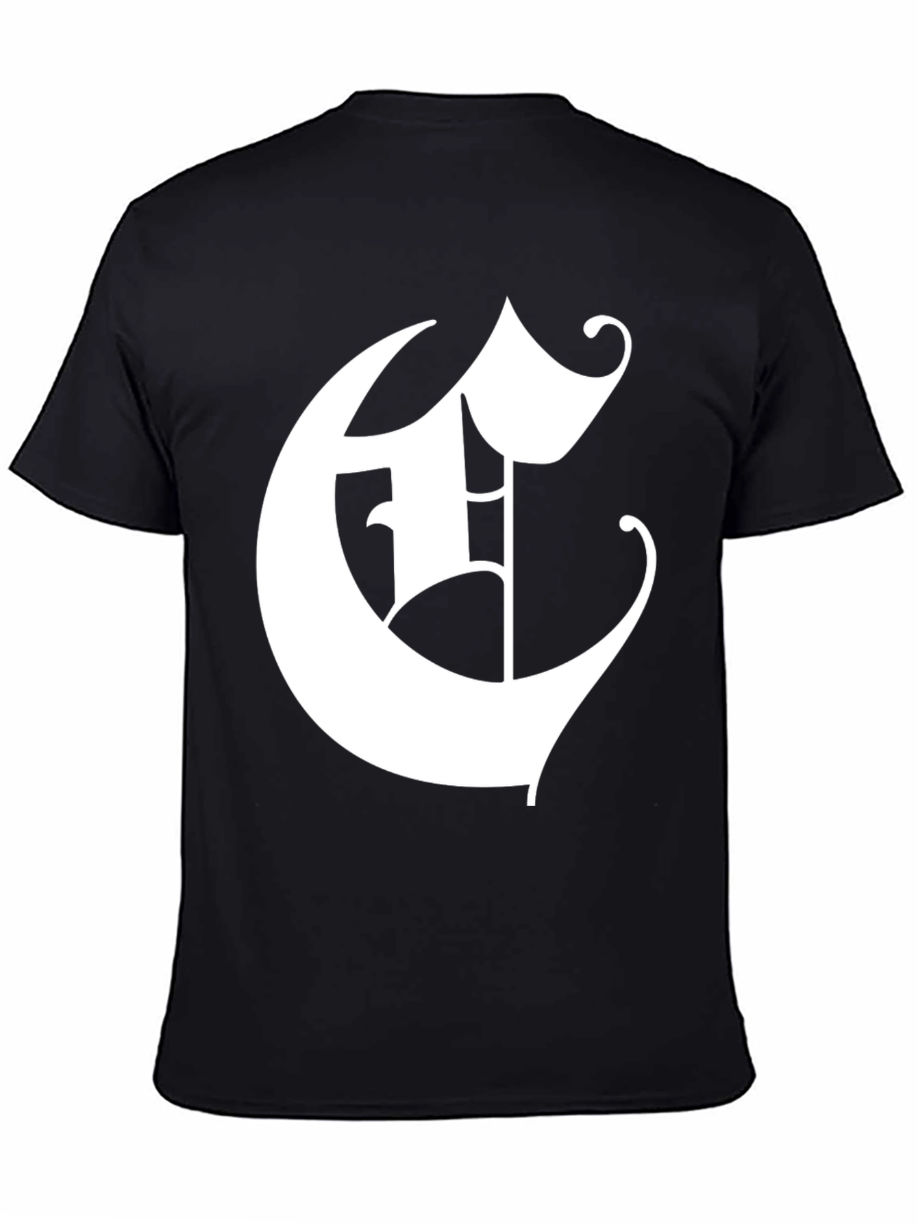 Black Bold Initial 'E' Graphic Tee - Black Cotton Blend view 4