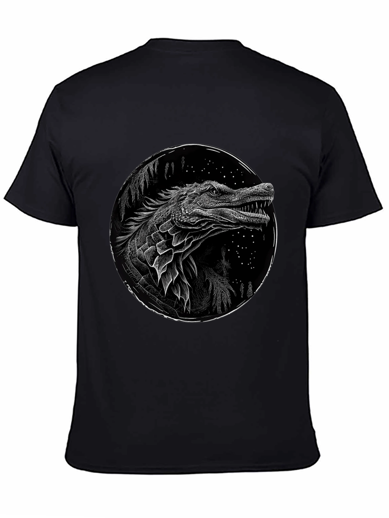 Black Crocodile Graphic Print T-Shirt - Black view 4