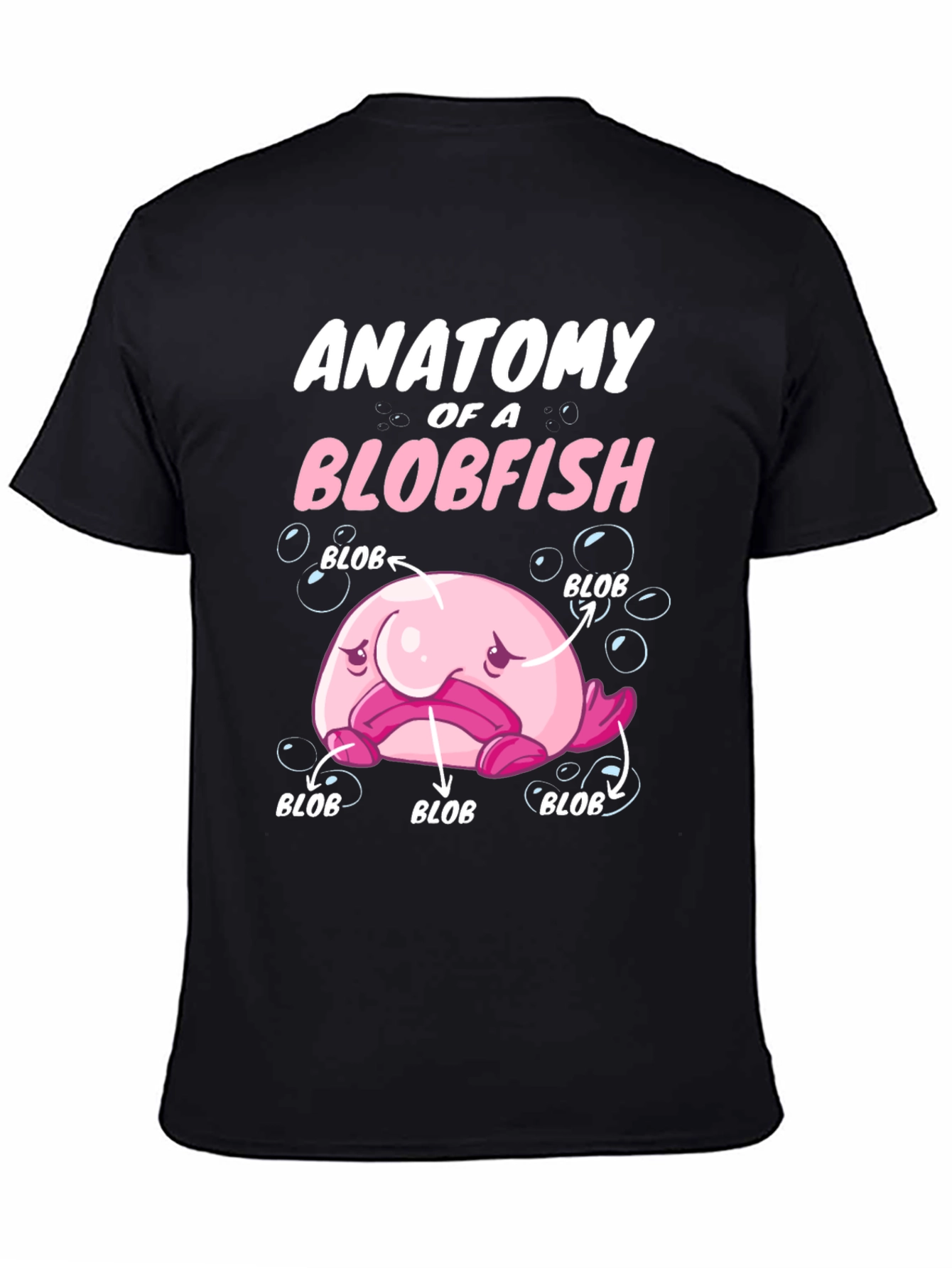 Black Anatomy of a Blobfish Graphic T-Shirt view 4