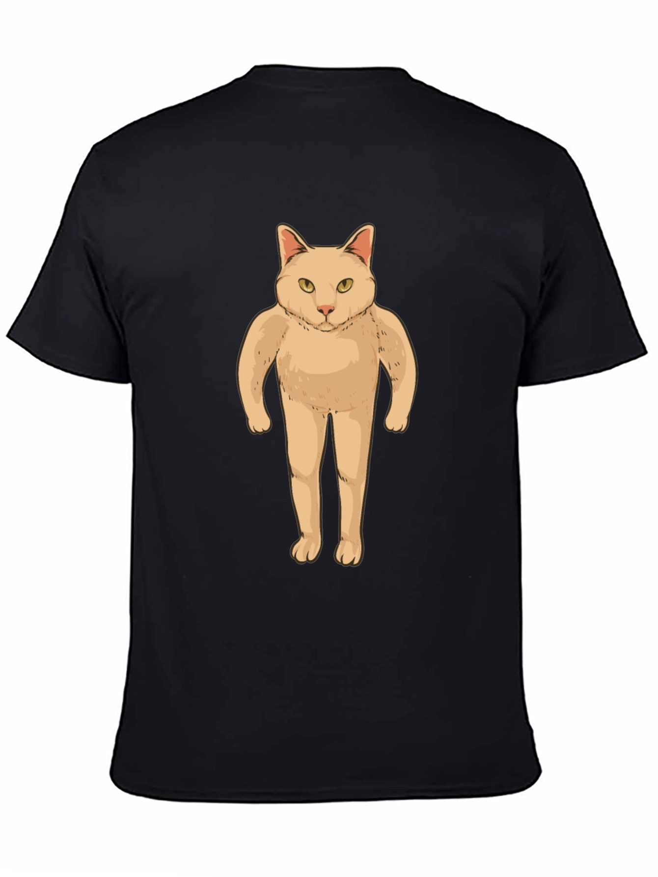 Black Funny Cat Man T-Shirt - Black Graphic Tee view 4