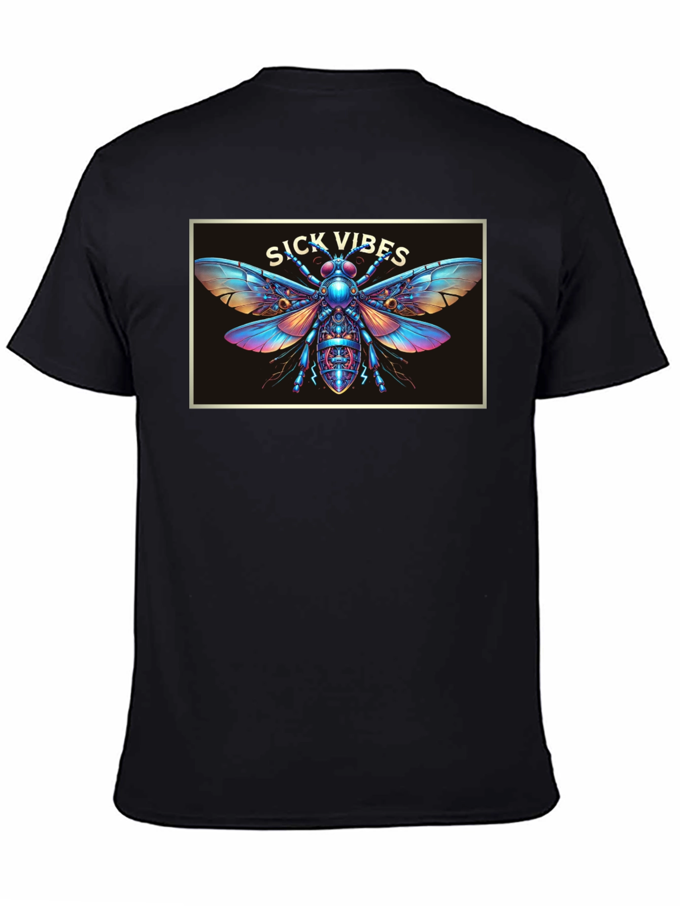 Black Sick Vibes Graphic T-Shirt - Unique Insect Design view 4