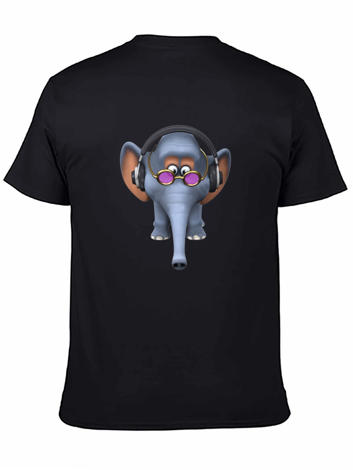 Black Elephant Cartoon T-Shirt - Fun Graphic Tee view 4