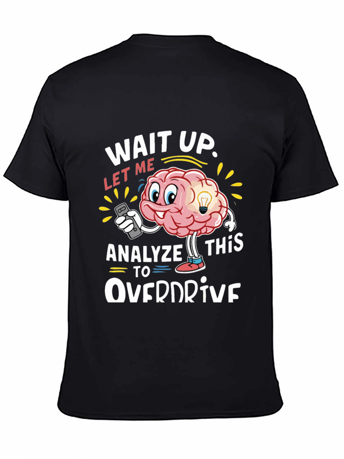 Black Brain Analyze Funny Overdrive Black T-Shirt view 4