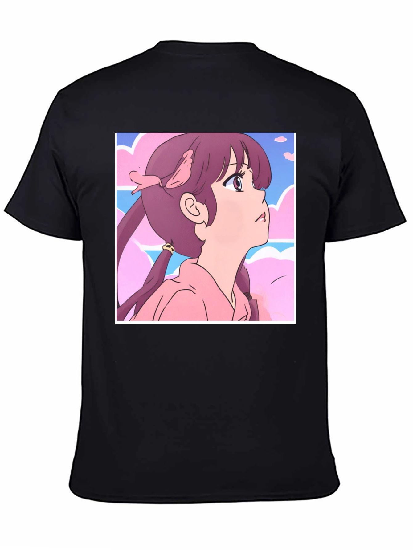 Black Anime Girl Graphic T-Shirt - Casual Black Tee view 4