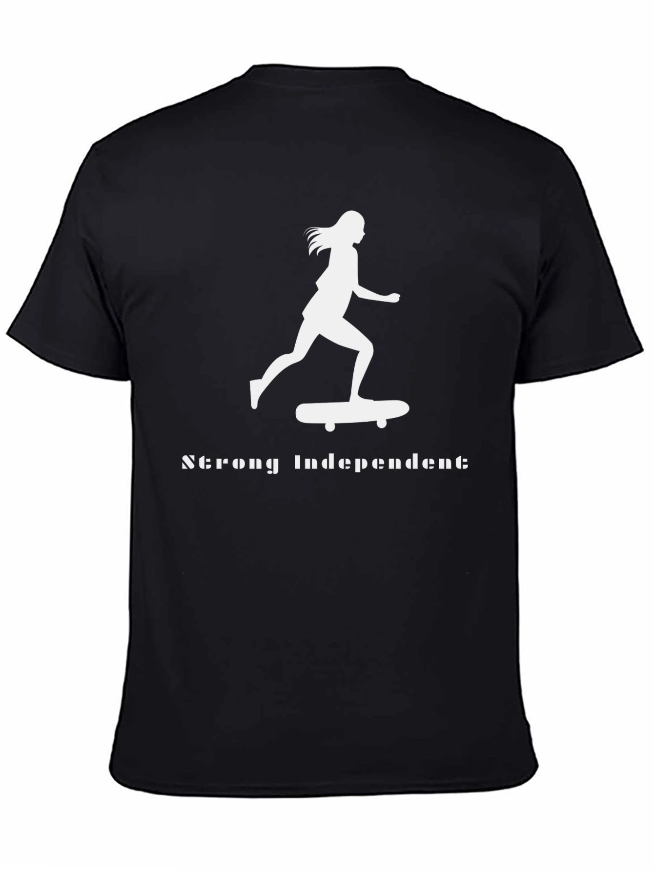 Black Strong Independent Skateboarder Graphic Tee view 4
