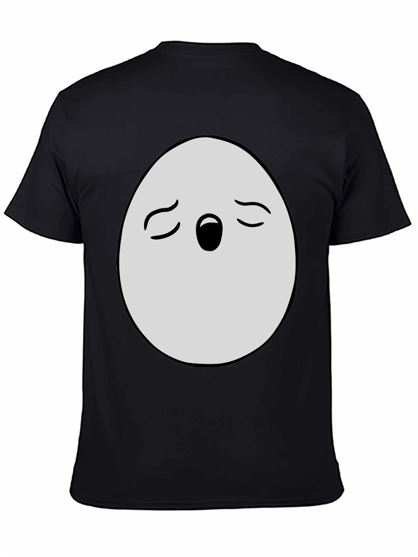 Black Funny Egg Face Graphic T-Shirt - Black Cotton Blend view 4