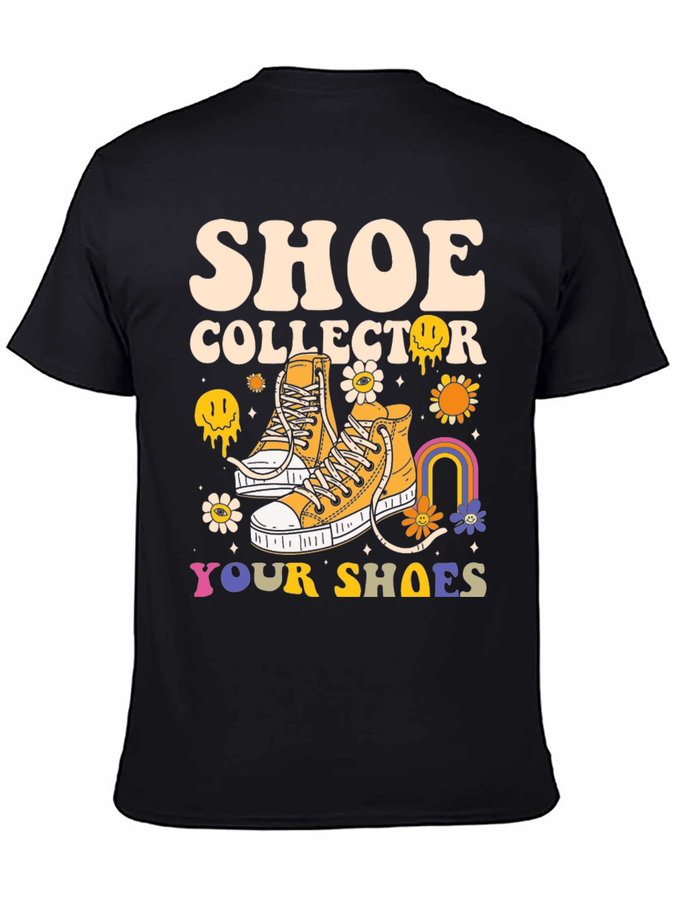 Black Shoe Collector T-Shirt, Funky Shoe Lover Tee view 4