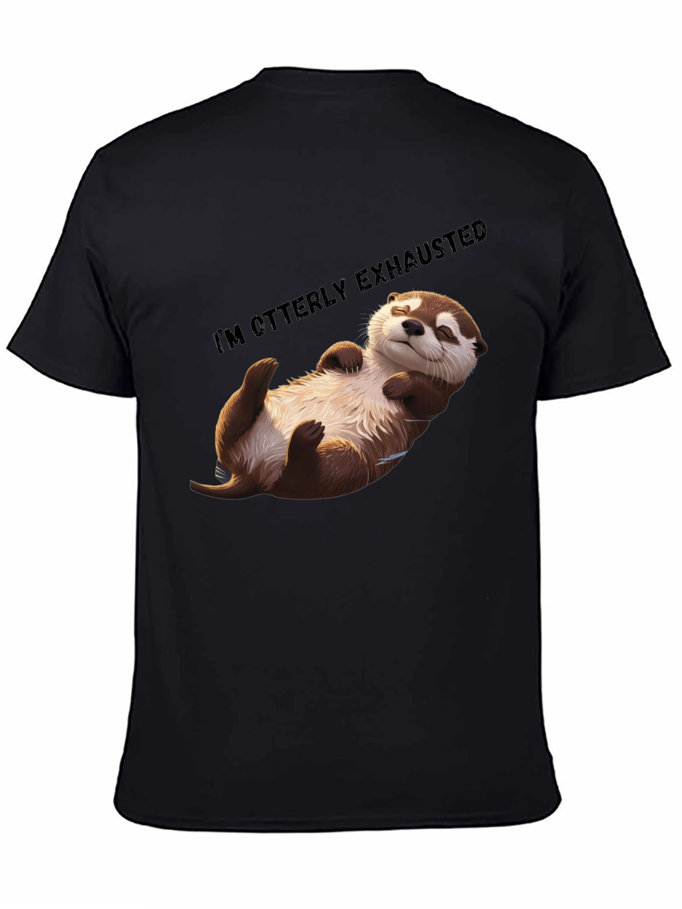 Black Otterly Exhausted T-Shirt - Comfy Casual Wear view 4