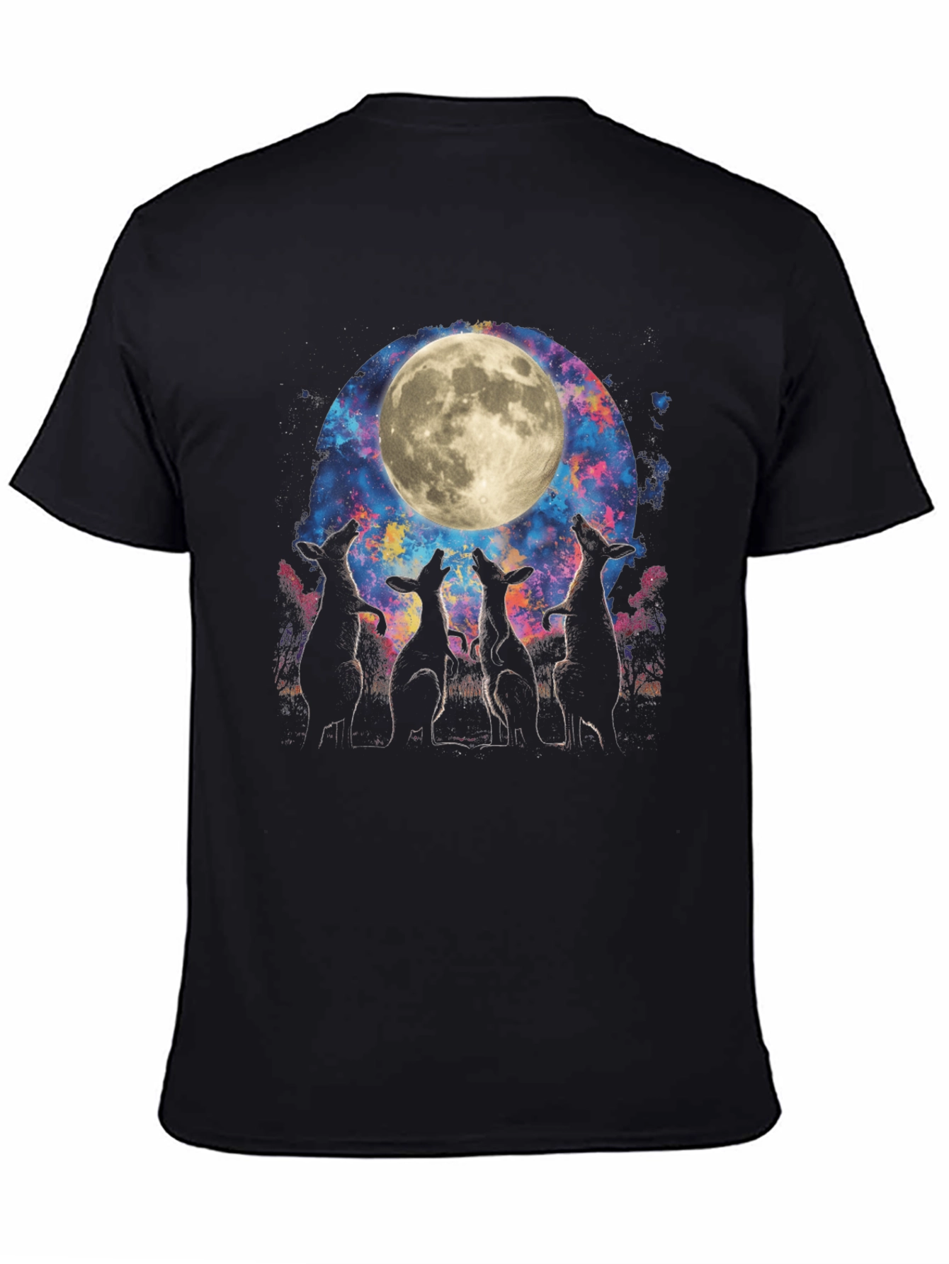 Black Wolf Moon Galaxy T-Shirt view 4