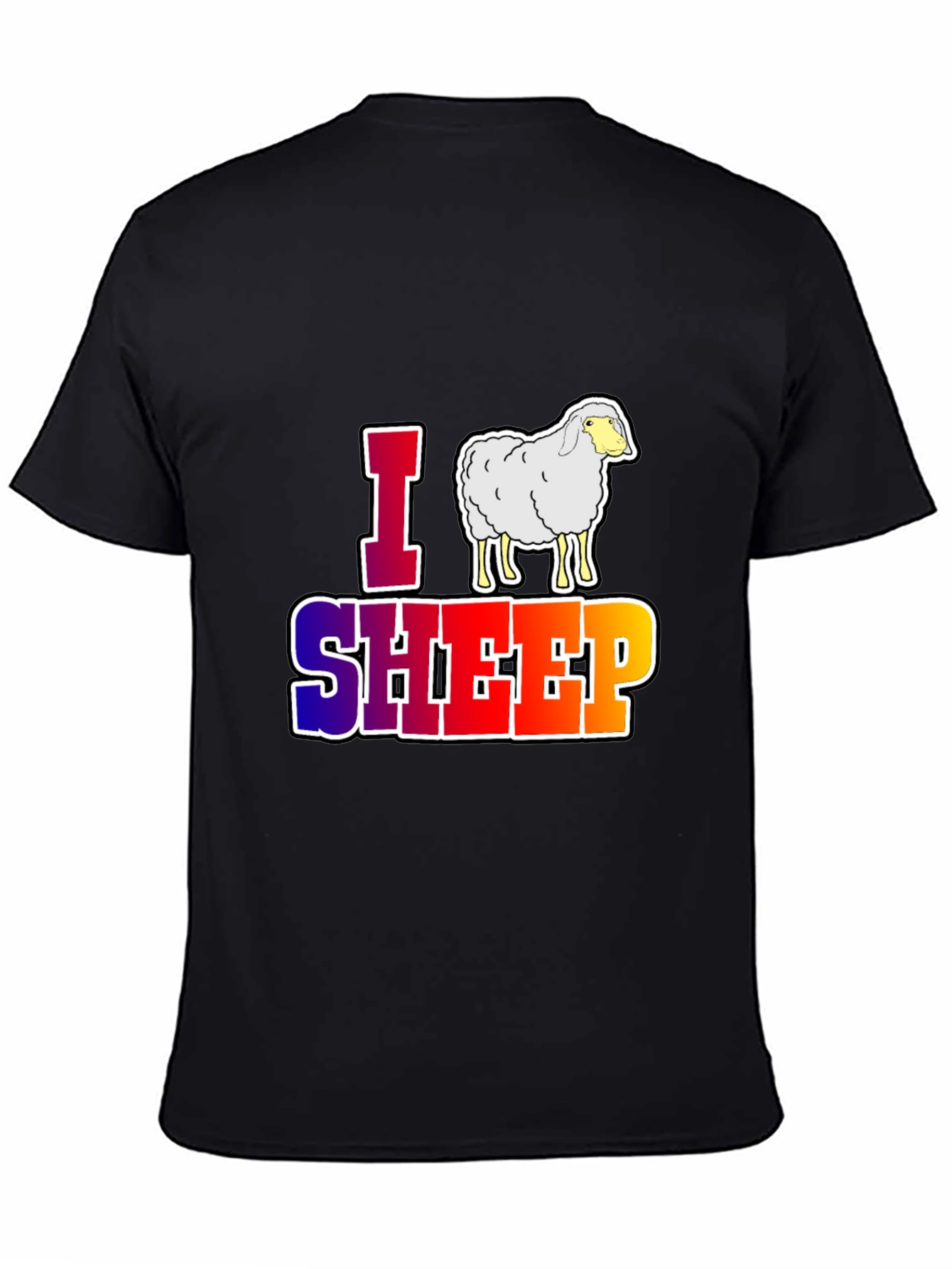 Black I Love Sheep Graphic T-Shirt - Unique Animal Lover Design view 4