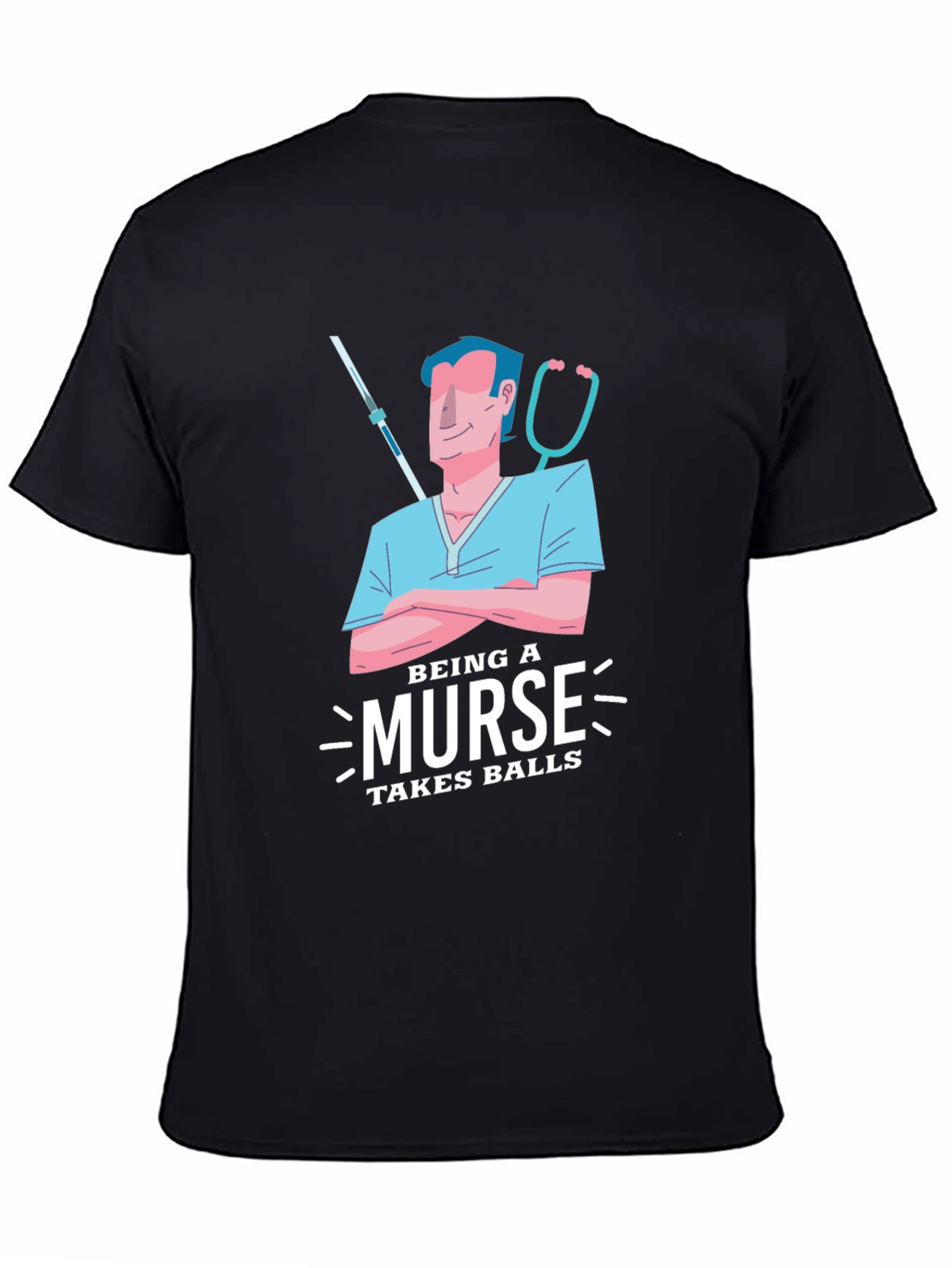 Black Nurse Humor T-Shirt - "Takes Balls" Graphic Tee view 4