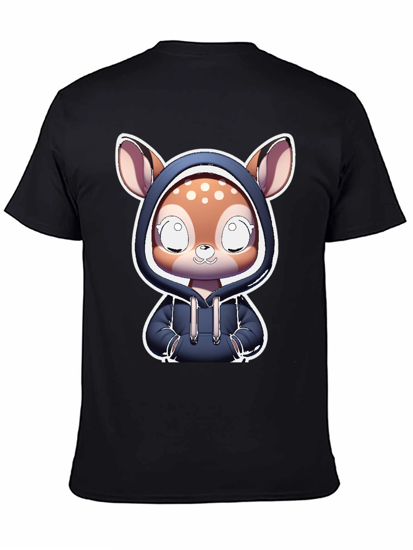 Black Cute Deer Hoodie T-Shirt view 4