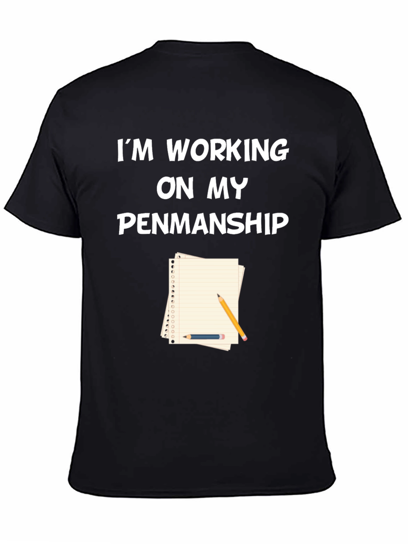 Black Working on My Penmanship Graphic Tee view 4