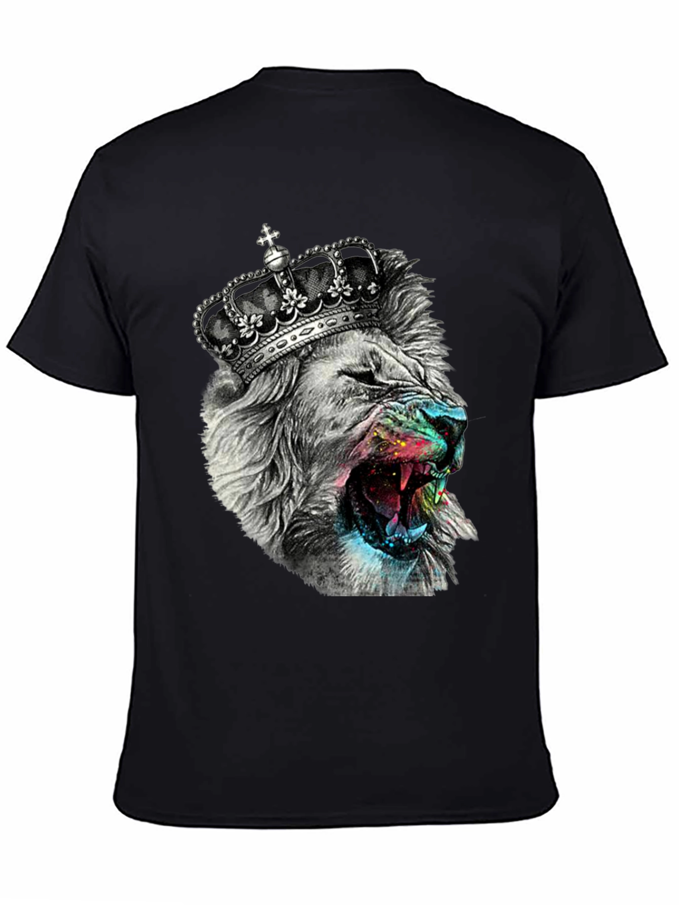 Black King Lion Graphic T-Shirt - Black view 4