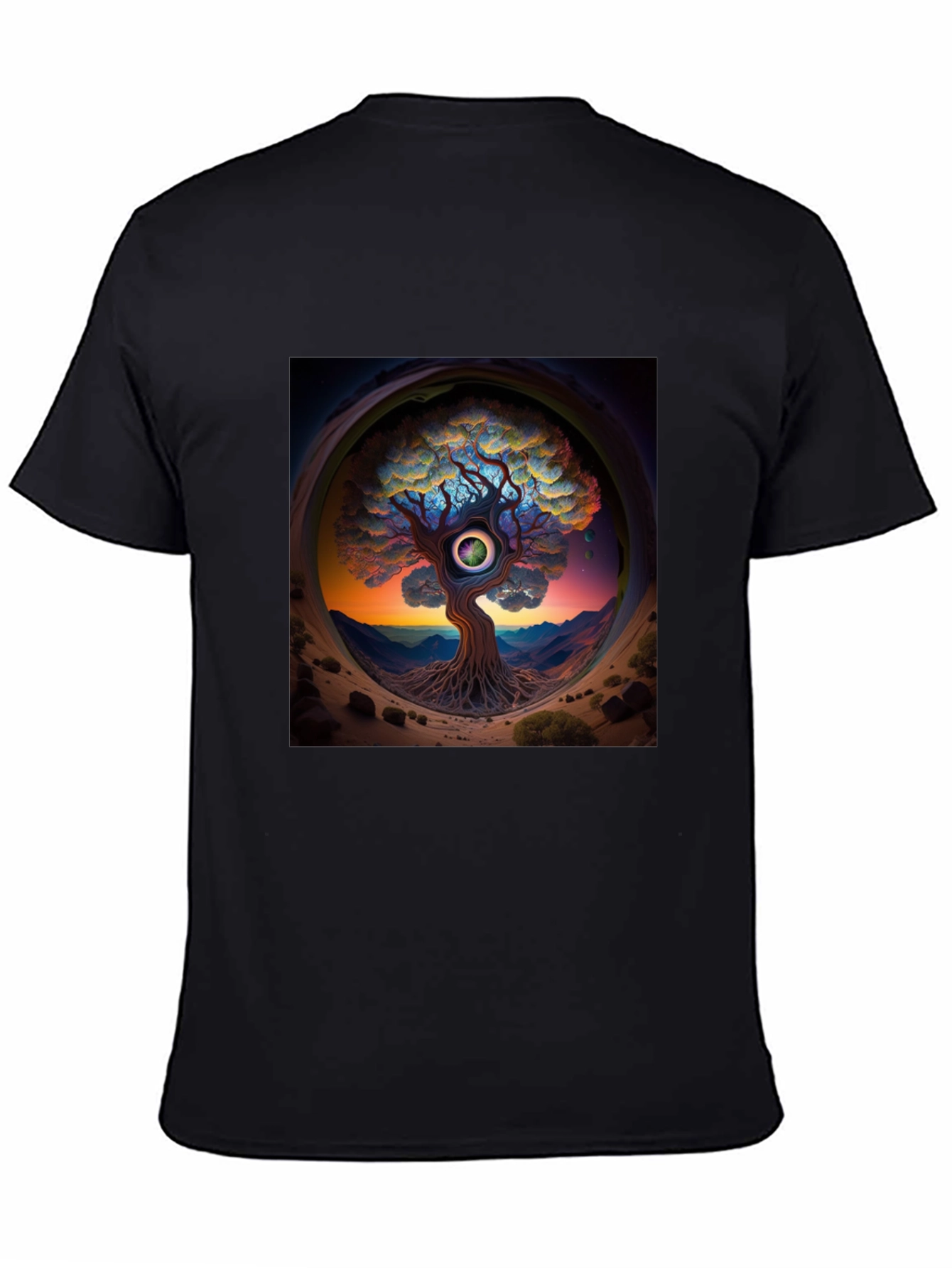 Black Third Eye Tree Graphic Tee - Unique Design view 4