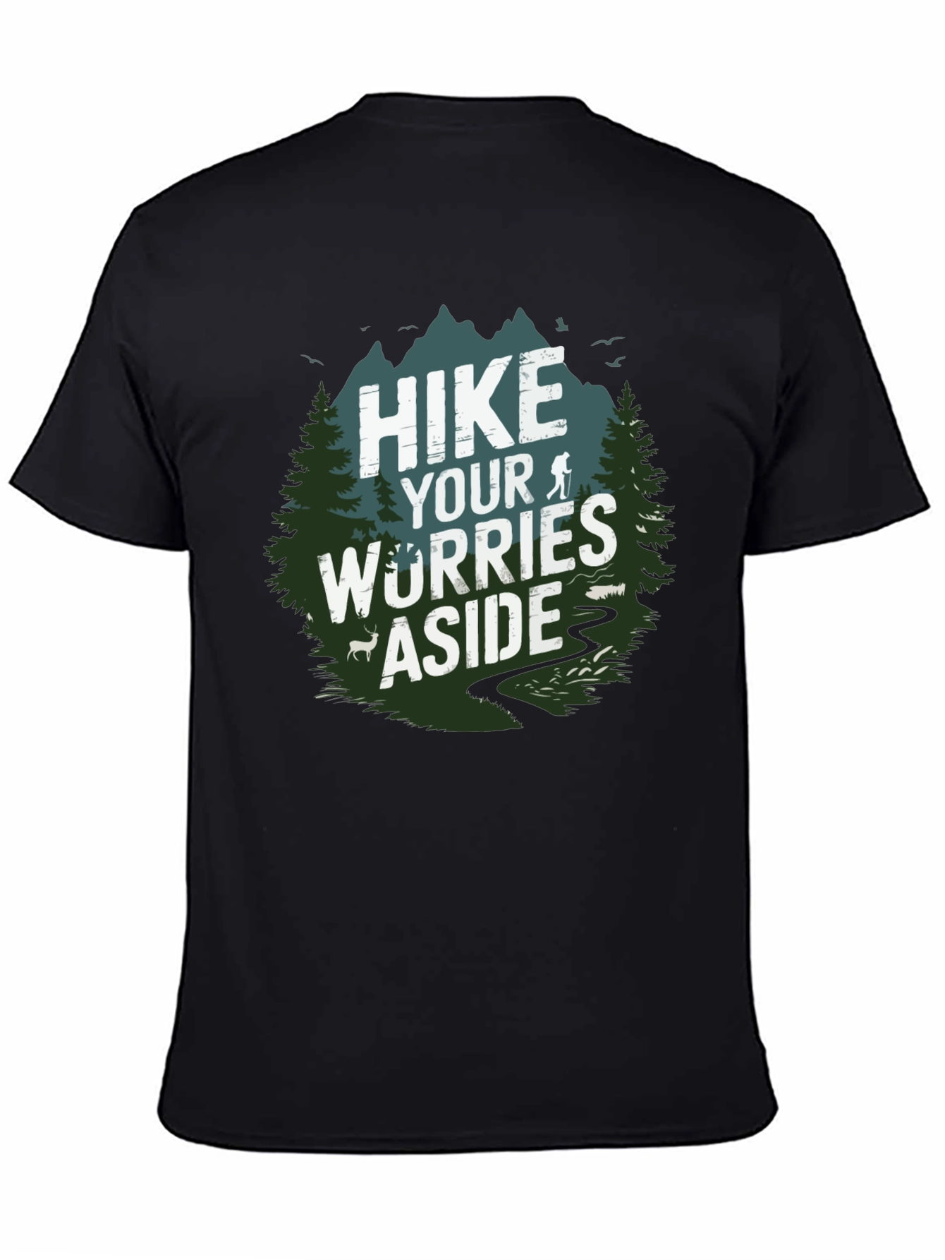Black Hike Your Worries Aside Tee view 4