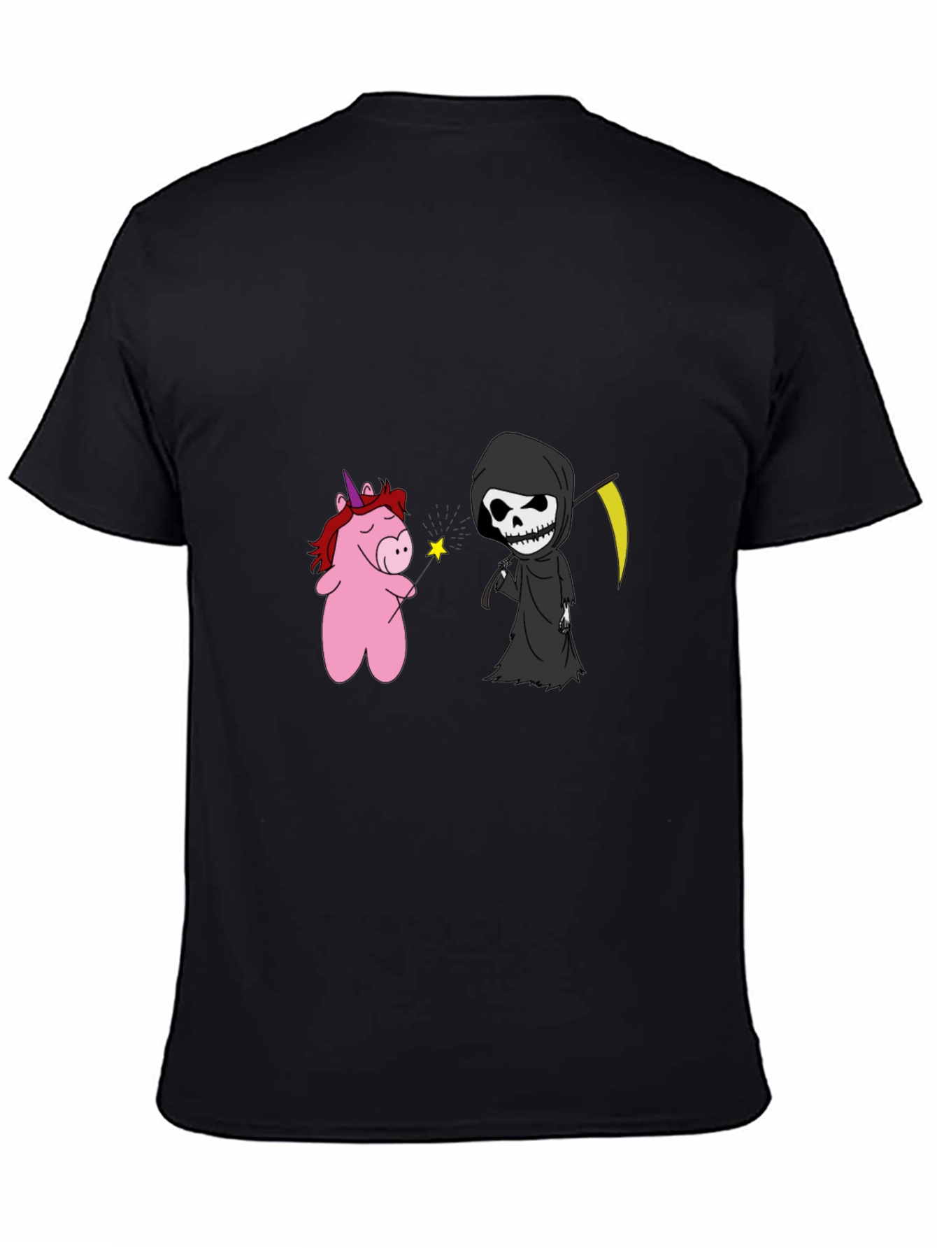 Black Unicorn & Grim Reaper Graphic Tee - Black Cotton Blend view 4