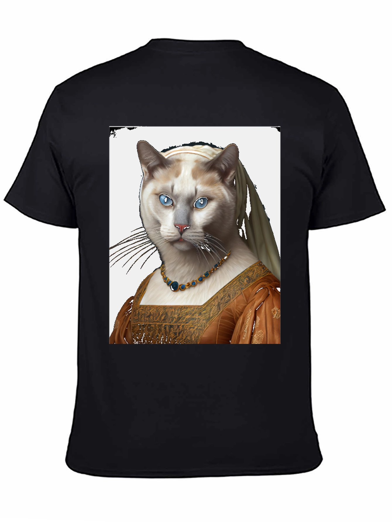 Black Cat with Pearl Earring T-Shirt view 4