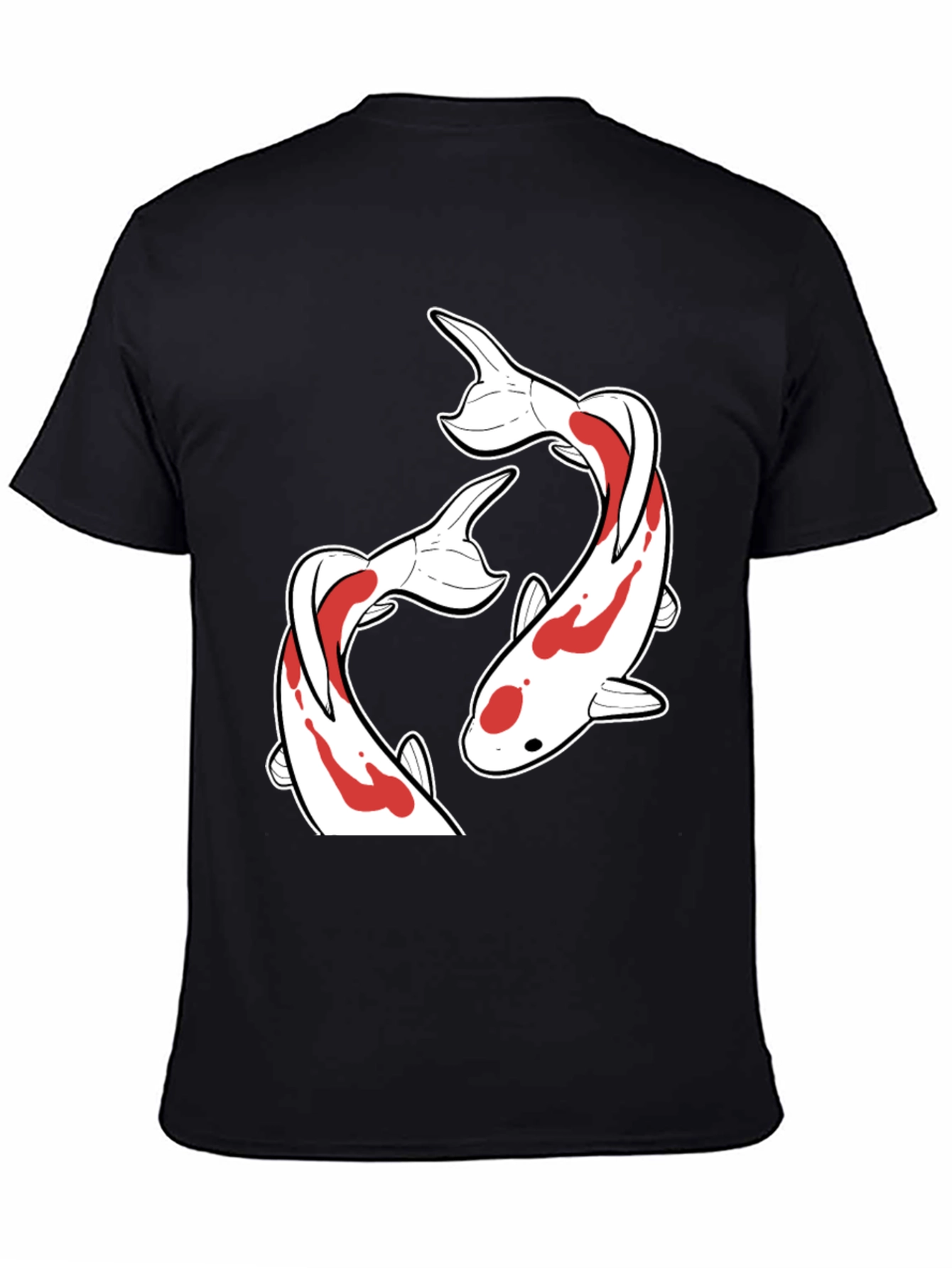 Black Koi Fish Graphic T-Shirt - Black Crew Neck view 4