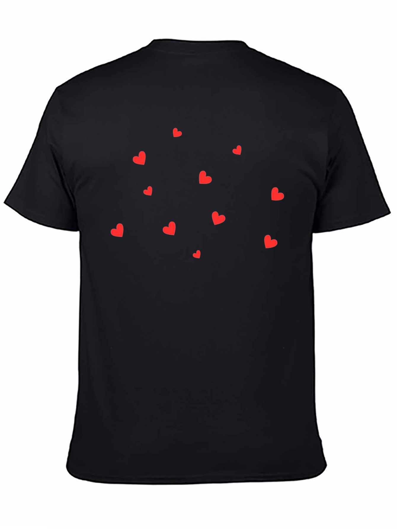Black Black T-Shirt with Red Hearts view 4