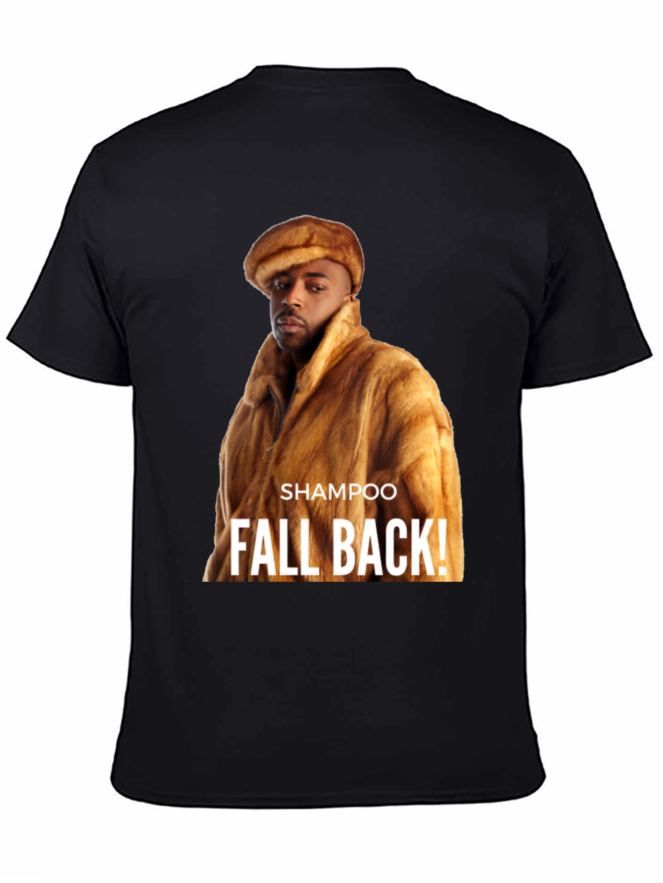 Black "Shampoo Fall Back!" Graphic T-Shirt view 4