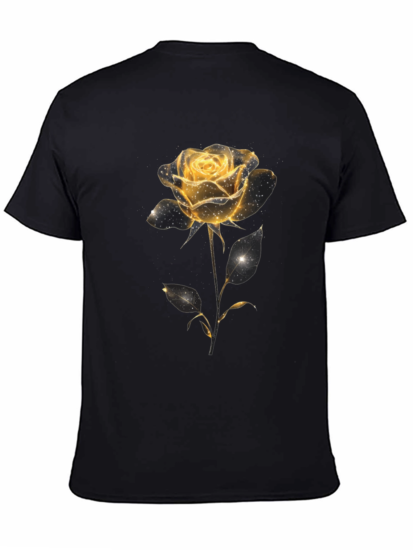 Black Golden Rose Graphic Tee - Black Cotton Blend view 4