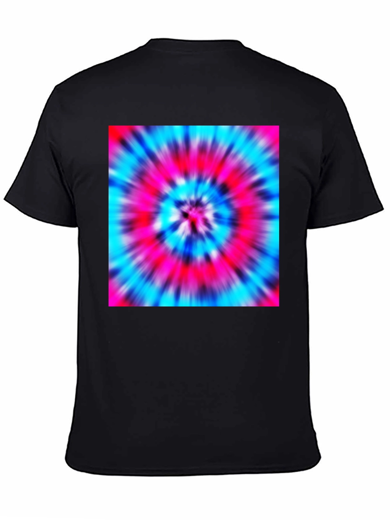 Black Vibrant Tie-Dye Graphic Tee - Black Cotton Blend view 4