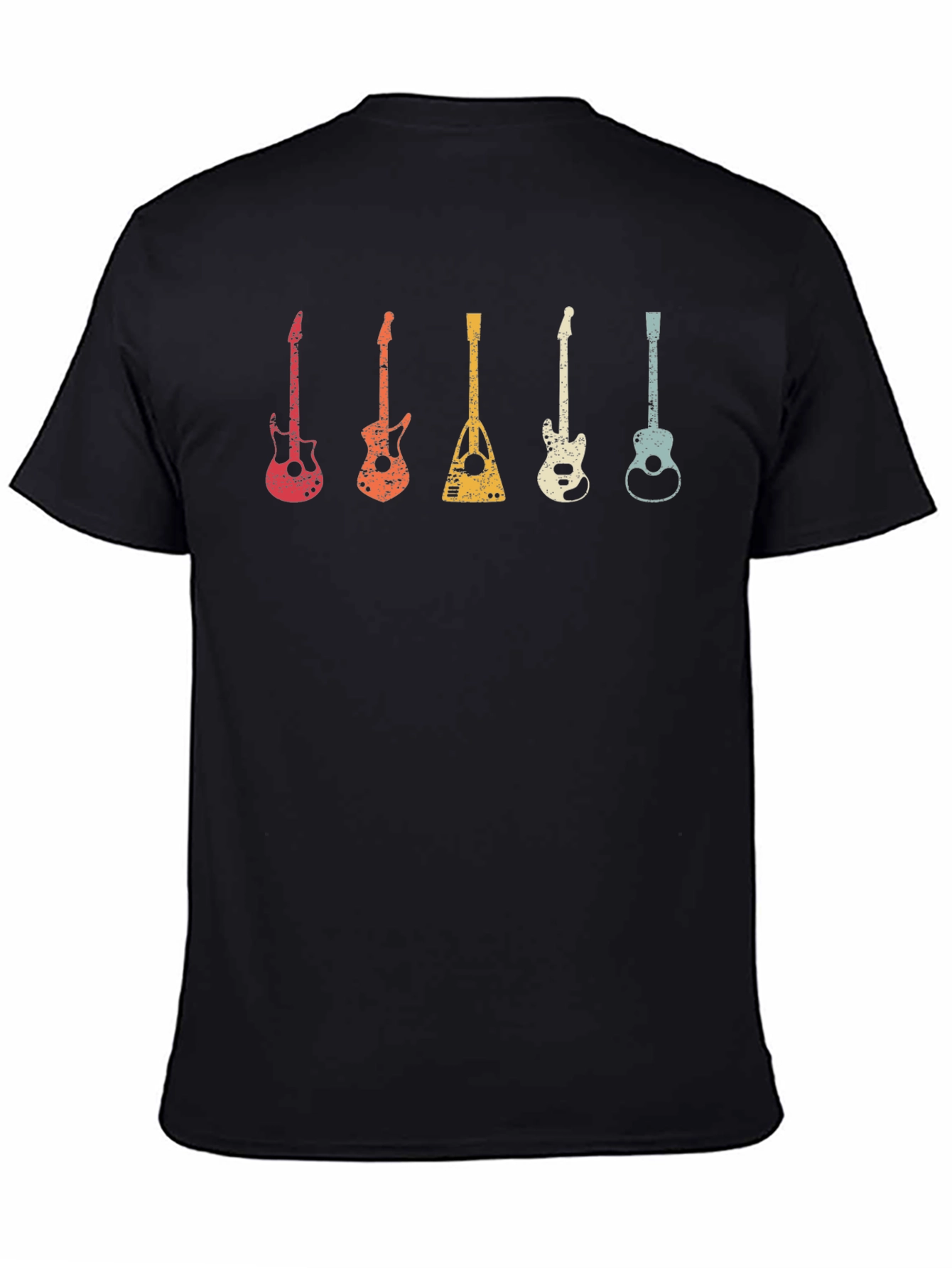 Black Retro Guitar T-Shirt - Music Lover's Tee view 4