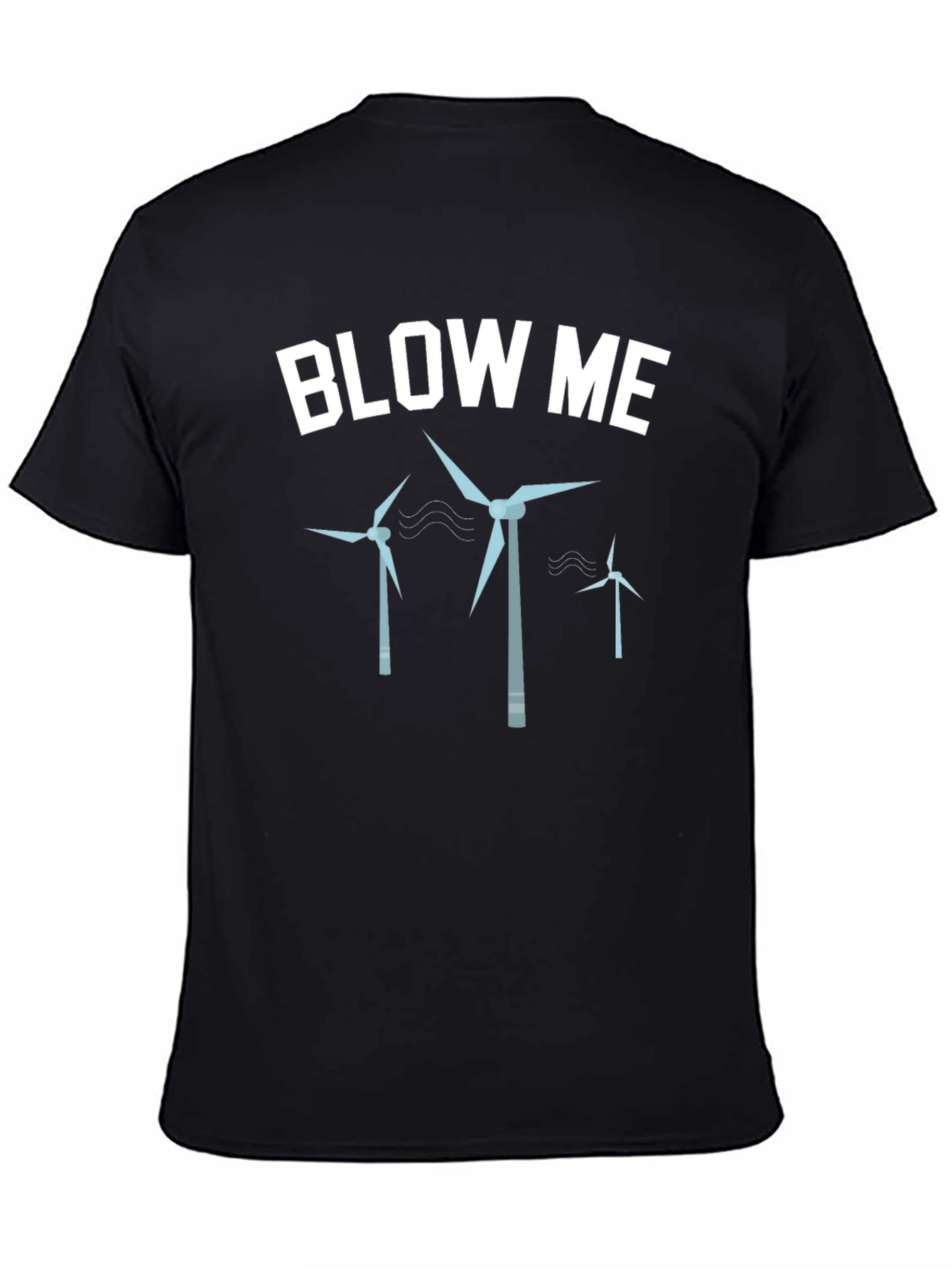 Black Blow Me Wind Turbines Graphic Tee - Black view 4