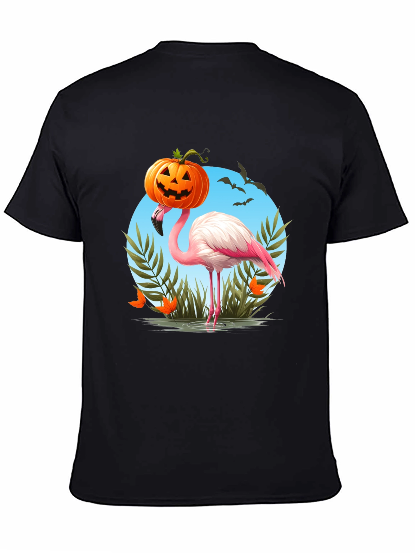 Black Halloween Flamingo Graphic Tee view 4