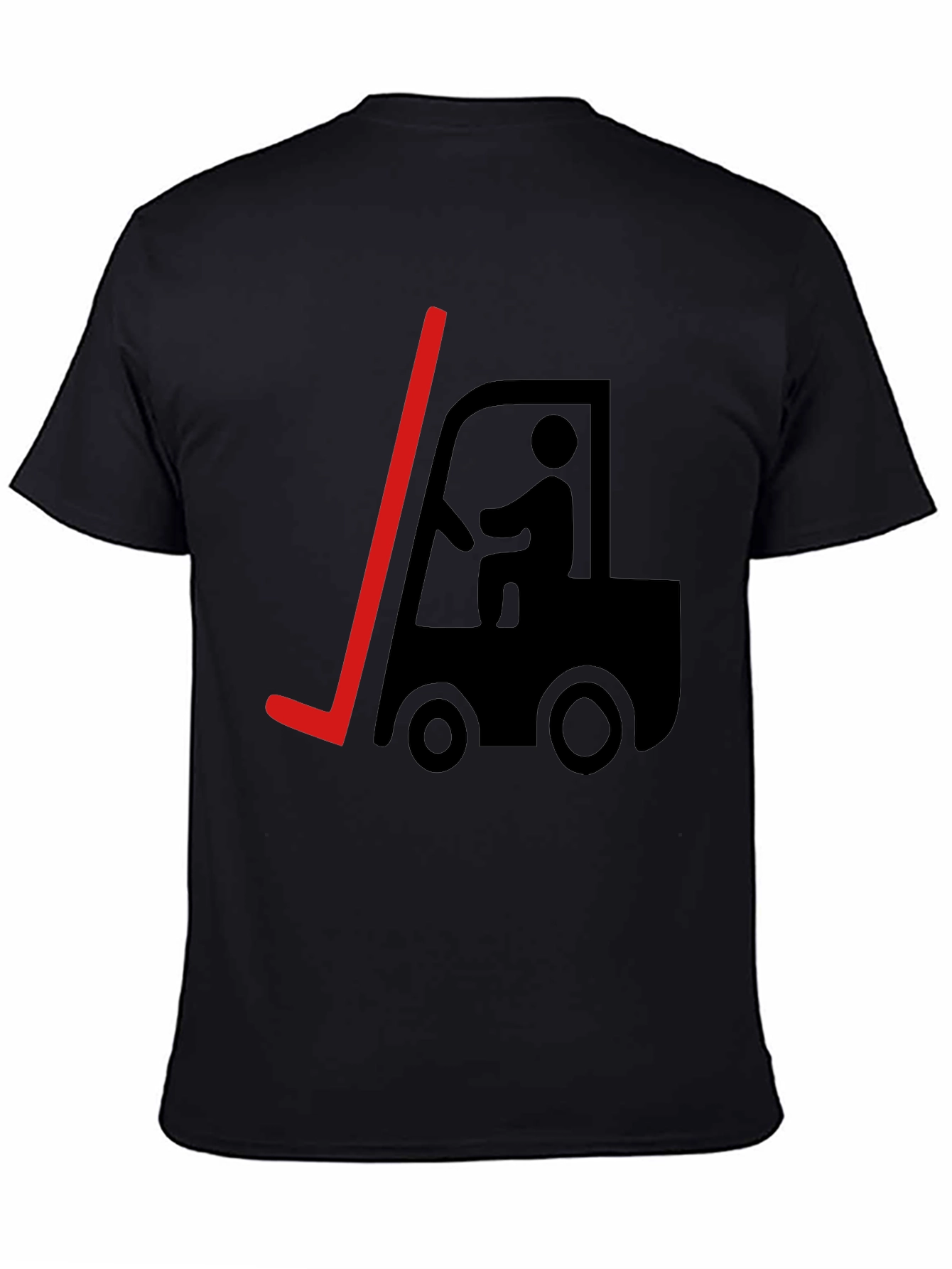 Black Forklift Humor Graphic T-Shirt - Black Cotton Tee view 4