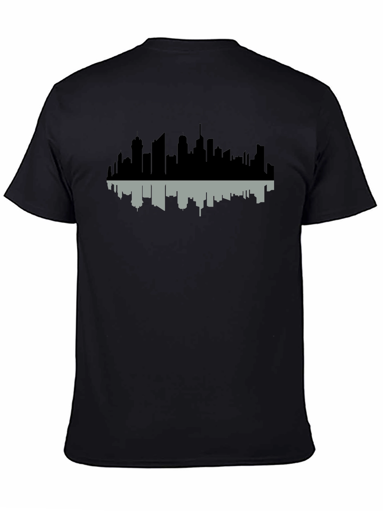 Black Cityscape Reflection Tee - Modern Graphic Print view 4