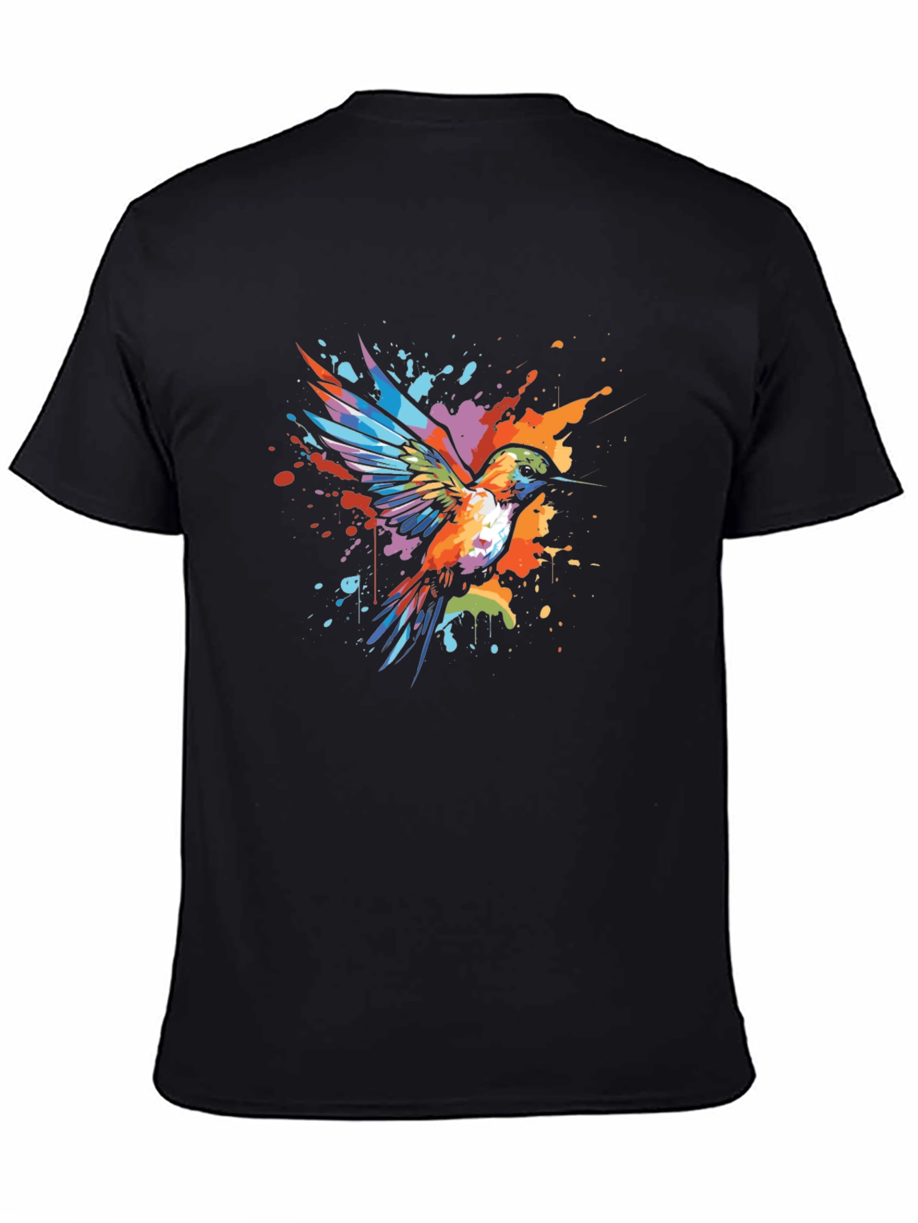 Black Hummingbird Splatter Art Graphic Tee - Unique Design view 4