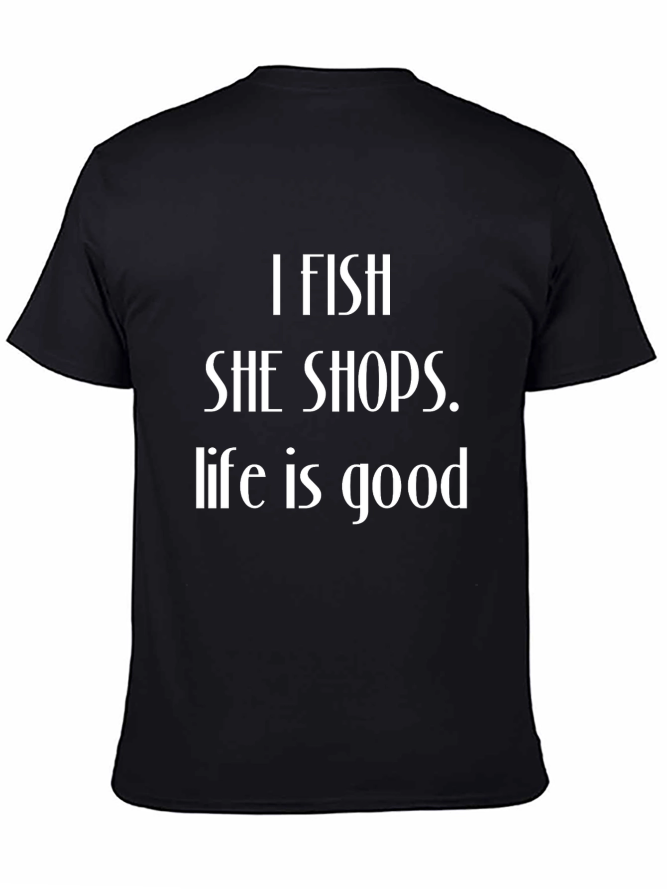 Black I FISH SHE SHOPS T-Shirt - Black Cotton Tee view 4