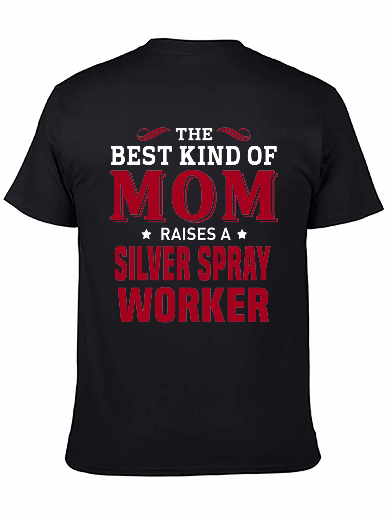 Black Best Kind of Mom - Silver Spray Worker T-Shirt view 4