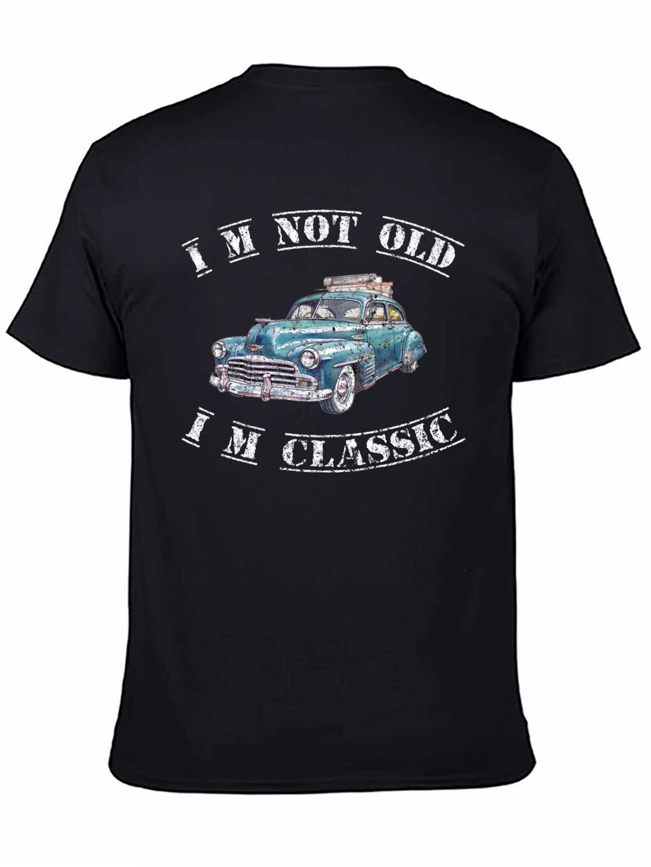 Black Classic Car Graphic Tee - I'm Not Old, I'm Classic T-Shirt view 4