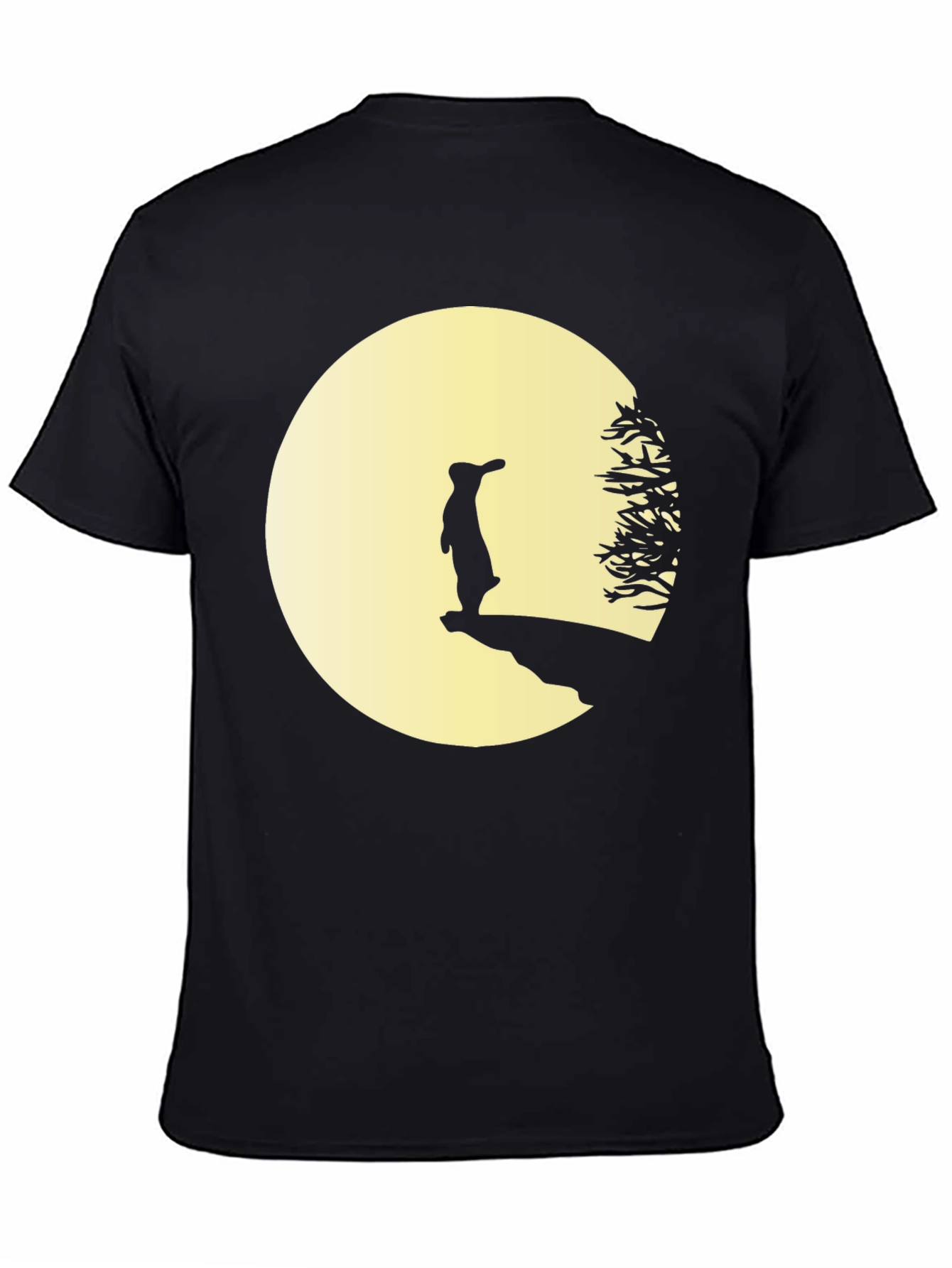 Black Silhouette Rabbit on Moon T-Shirt view 4