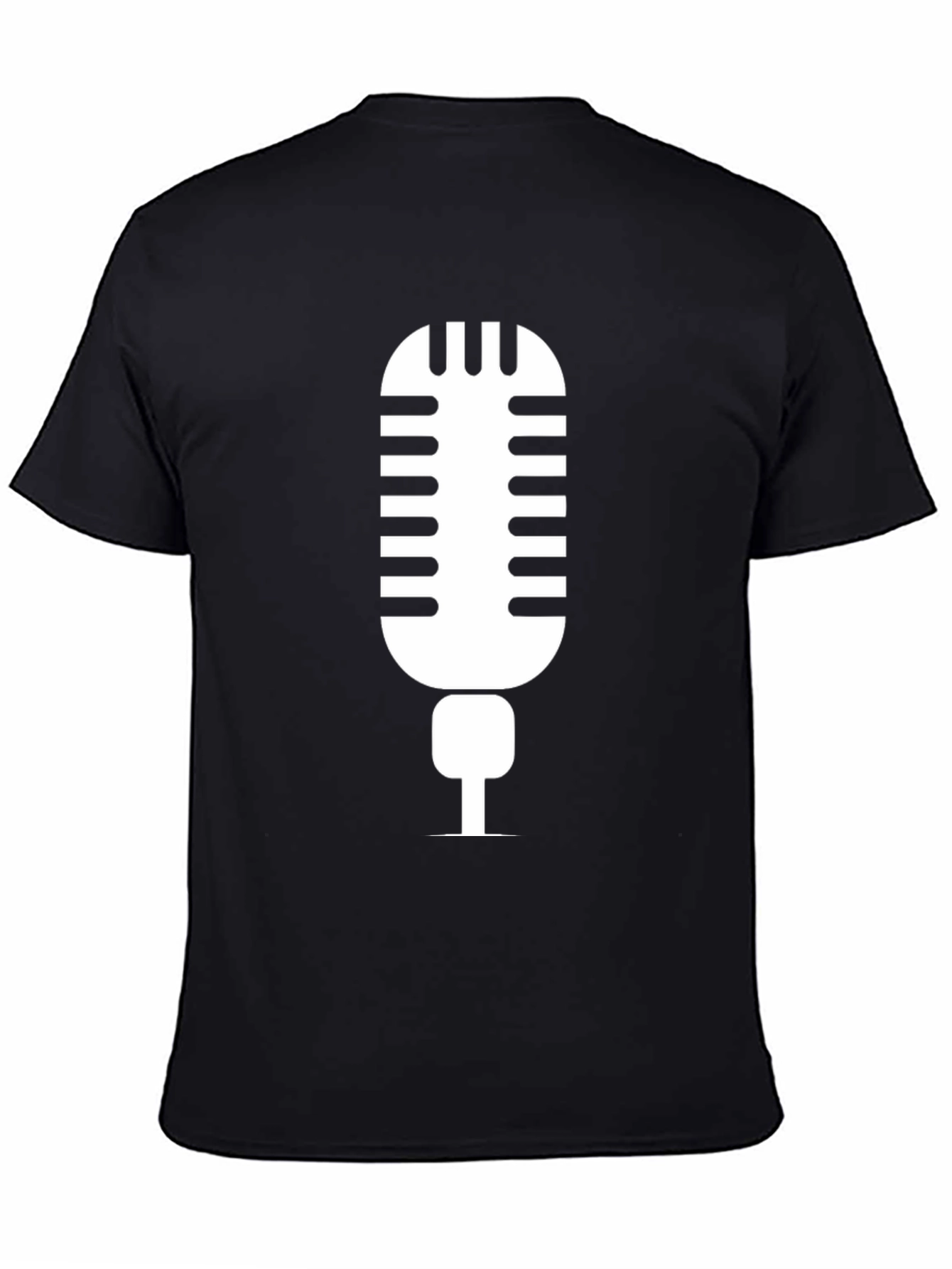 Black Retro Microphone Graphic Tee - Black Unisex T-Shirt view 4
