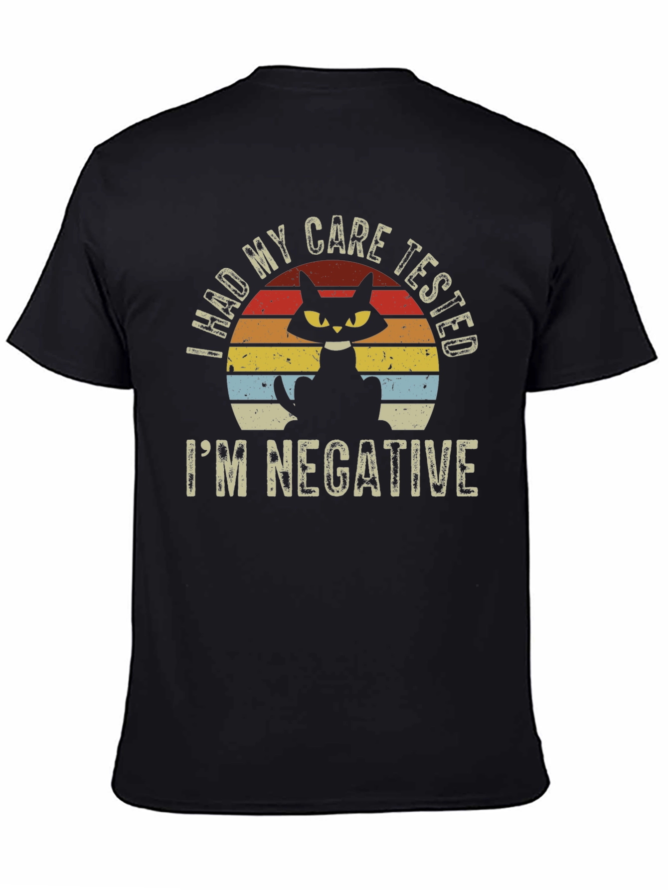 Black Had My Care Tested Cat T-Shirt view 4