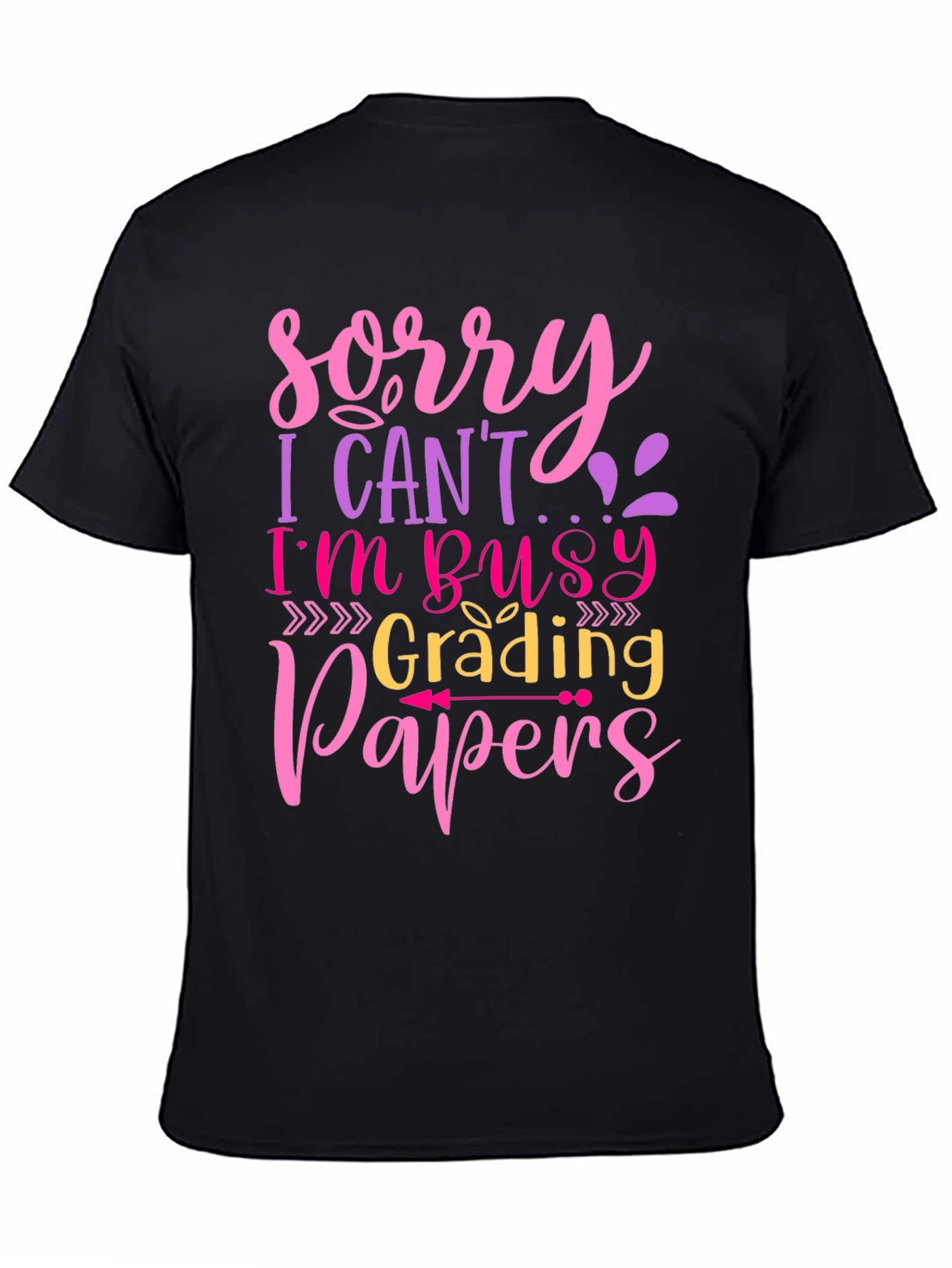 Black Busy Grading Papers T-Shirt: Teacher Life Apparel view 4