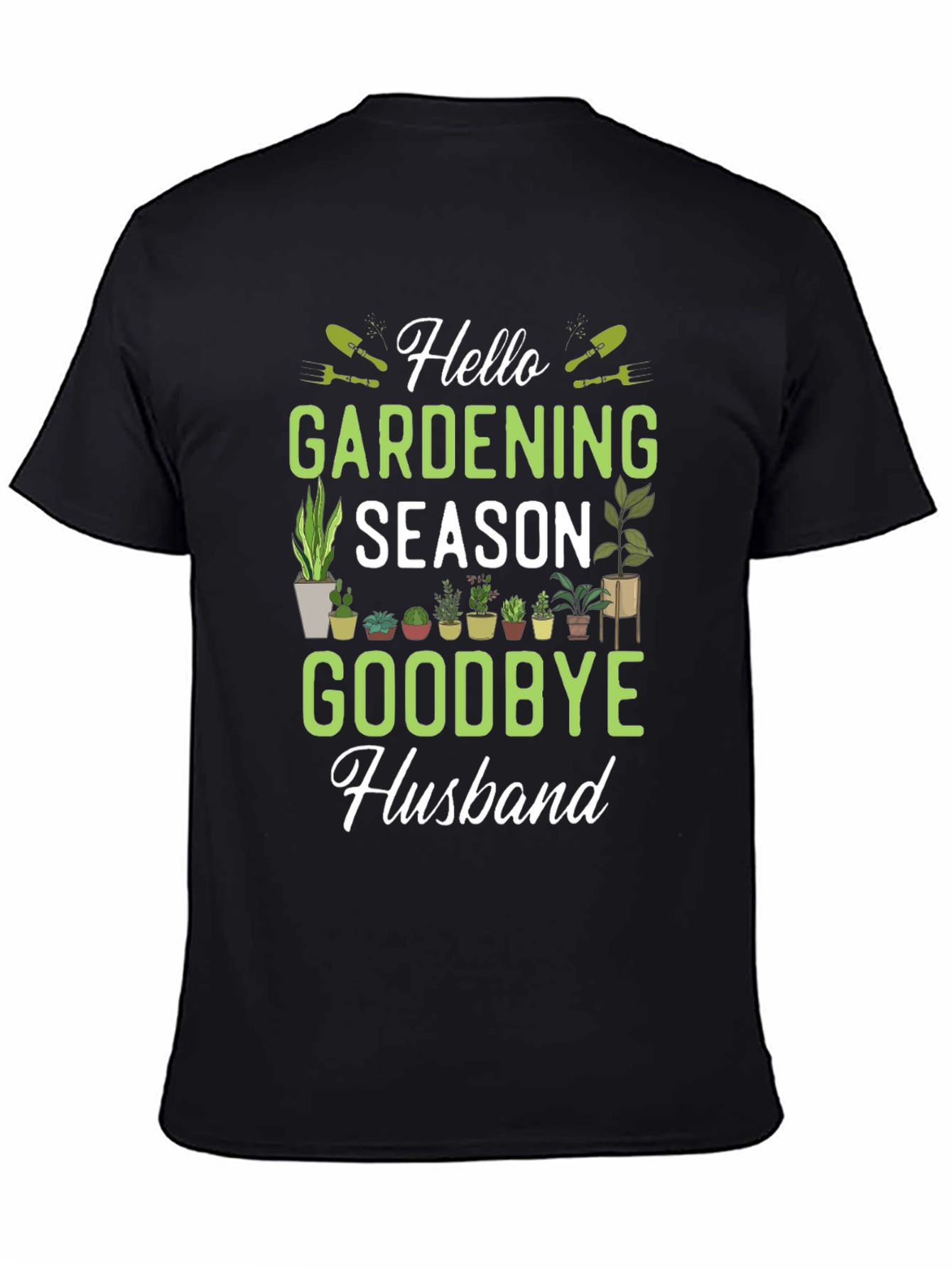 Black Hello Gardening Season T-Shirt view 4