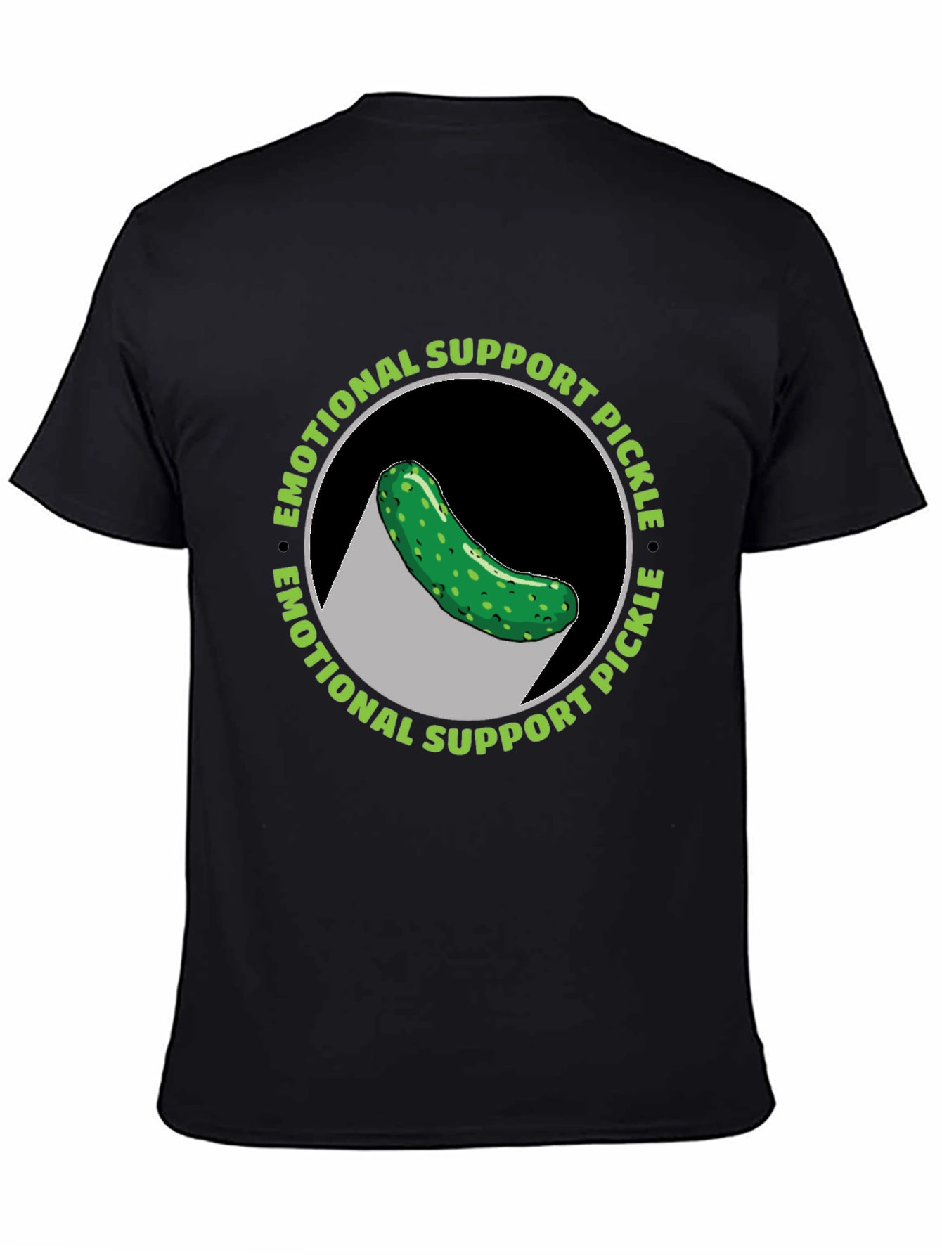 Black Emotional Support Pickle T-Shirt - Funny Graphic Tee view 4