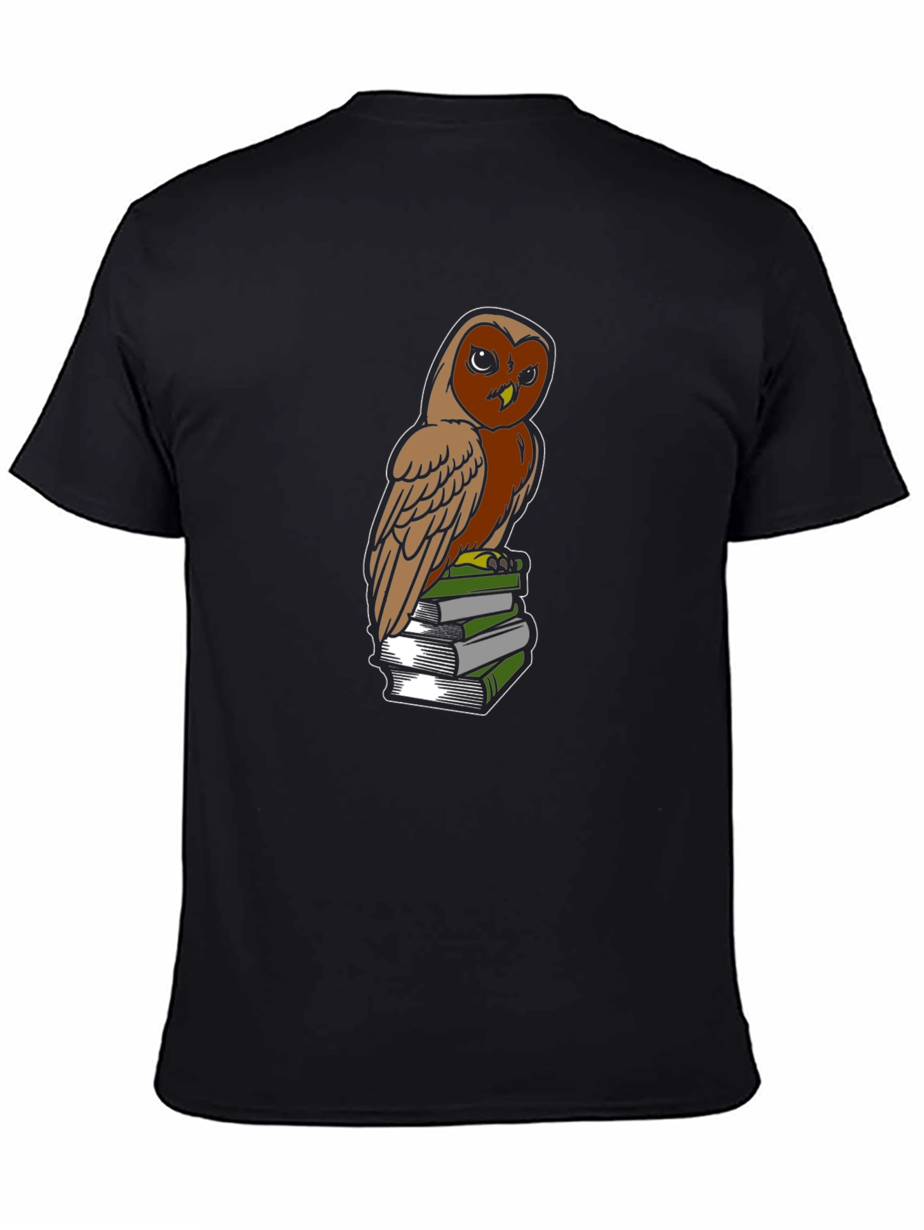 Black Owl on Books Graphic Tee - Smart & Stylish view 4